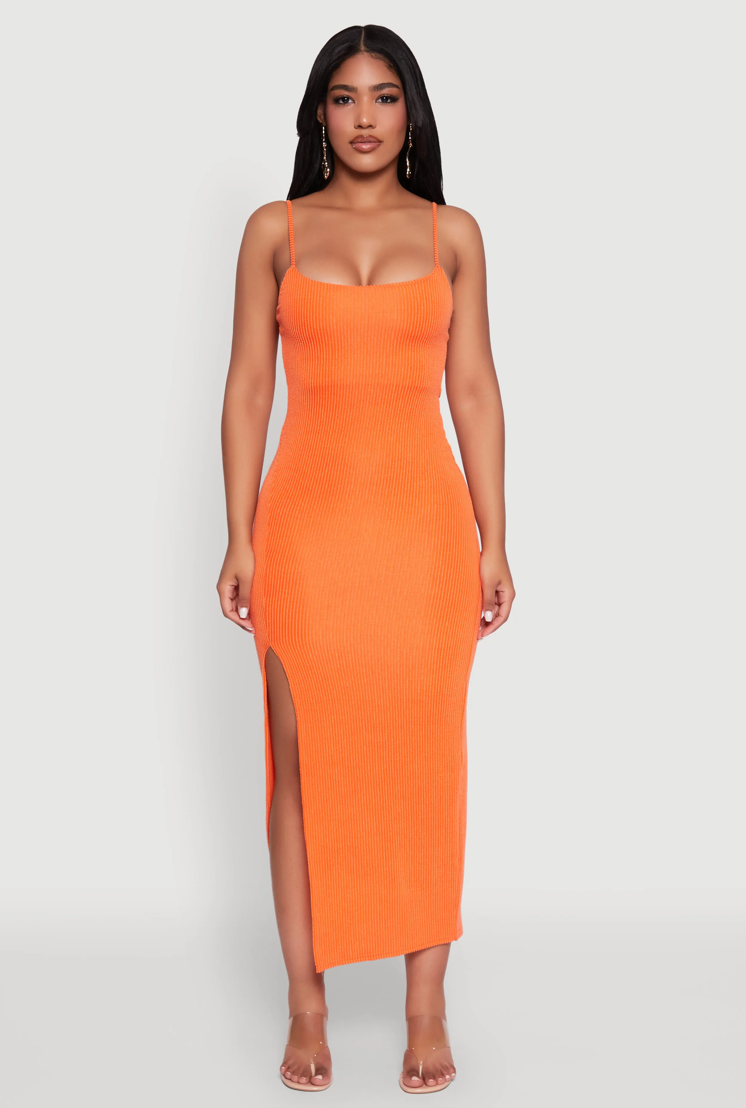 Rib Knit Side Slit Midi Dress sold by Rainbow