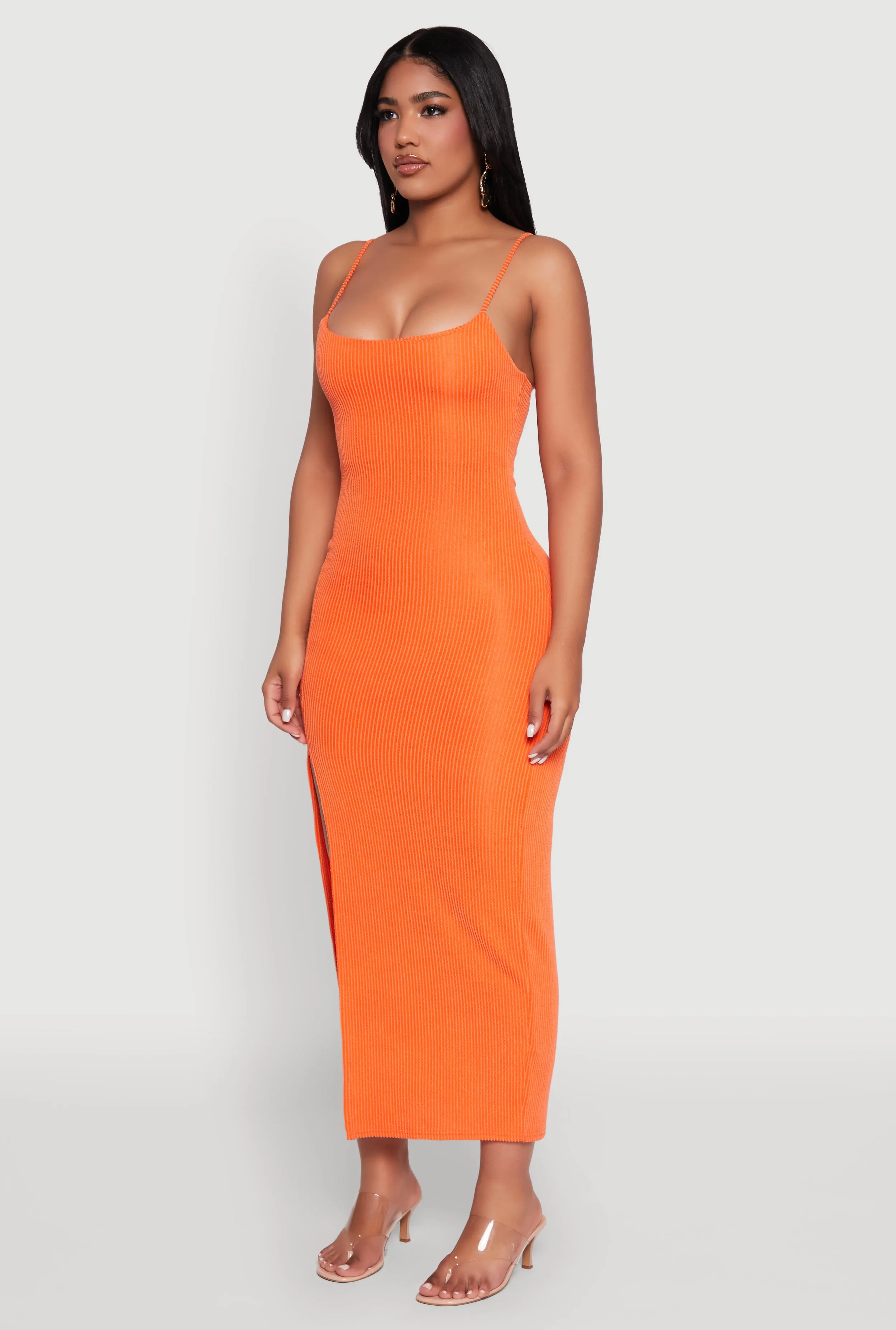 Rib Knit Side Slit Midi Dress sold by Rainbow product image thumbnail 3