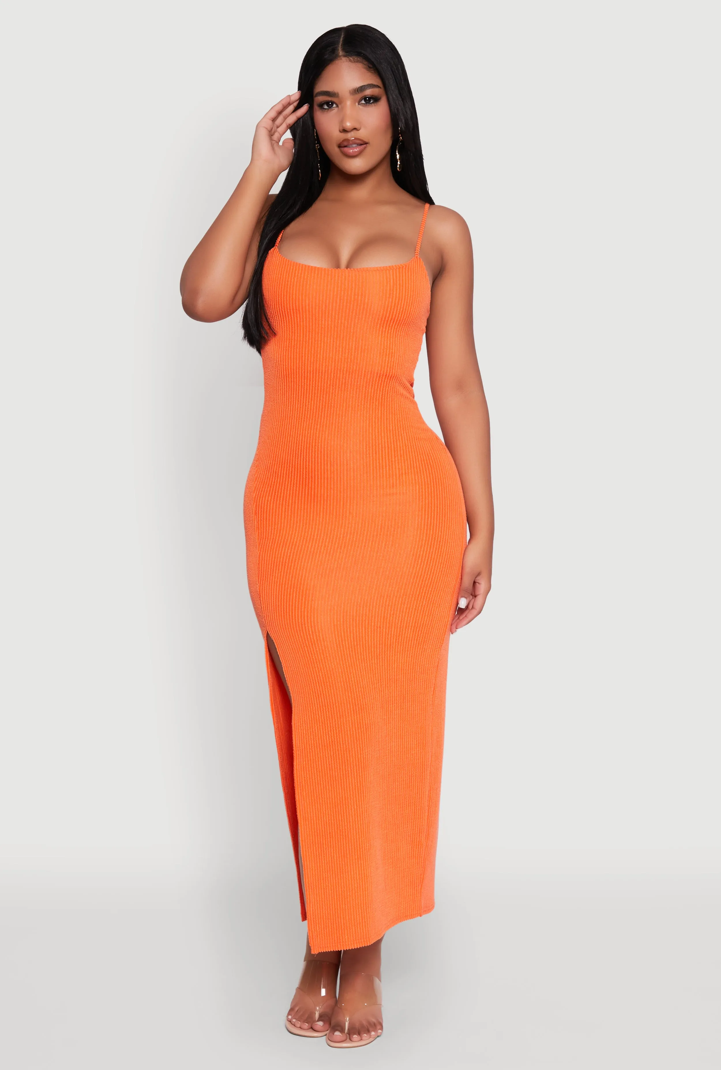 Rib Knit Side Slit Midi Dress sold by Rainbow product image thumbnail 2