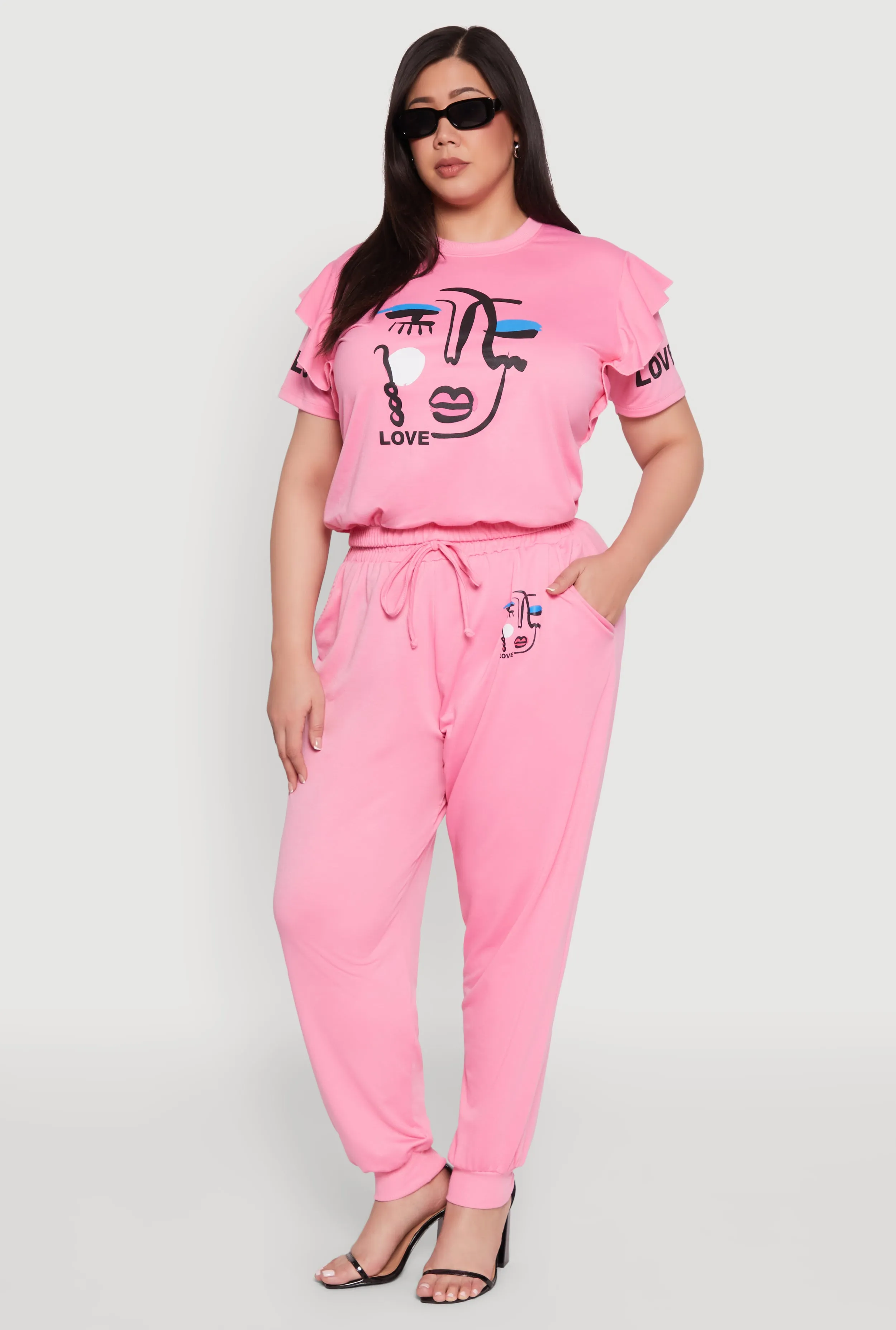 Plus Size Abstract Love Graphic Joggers sold by Rainbow