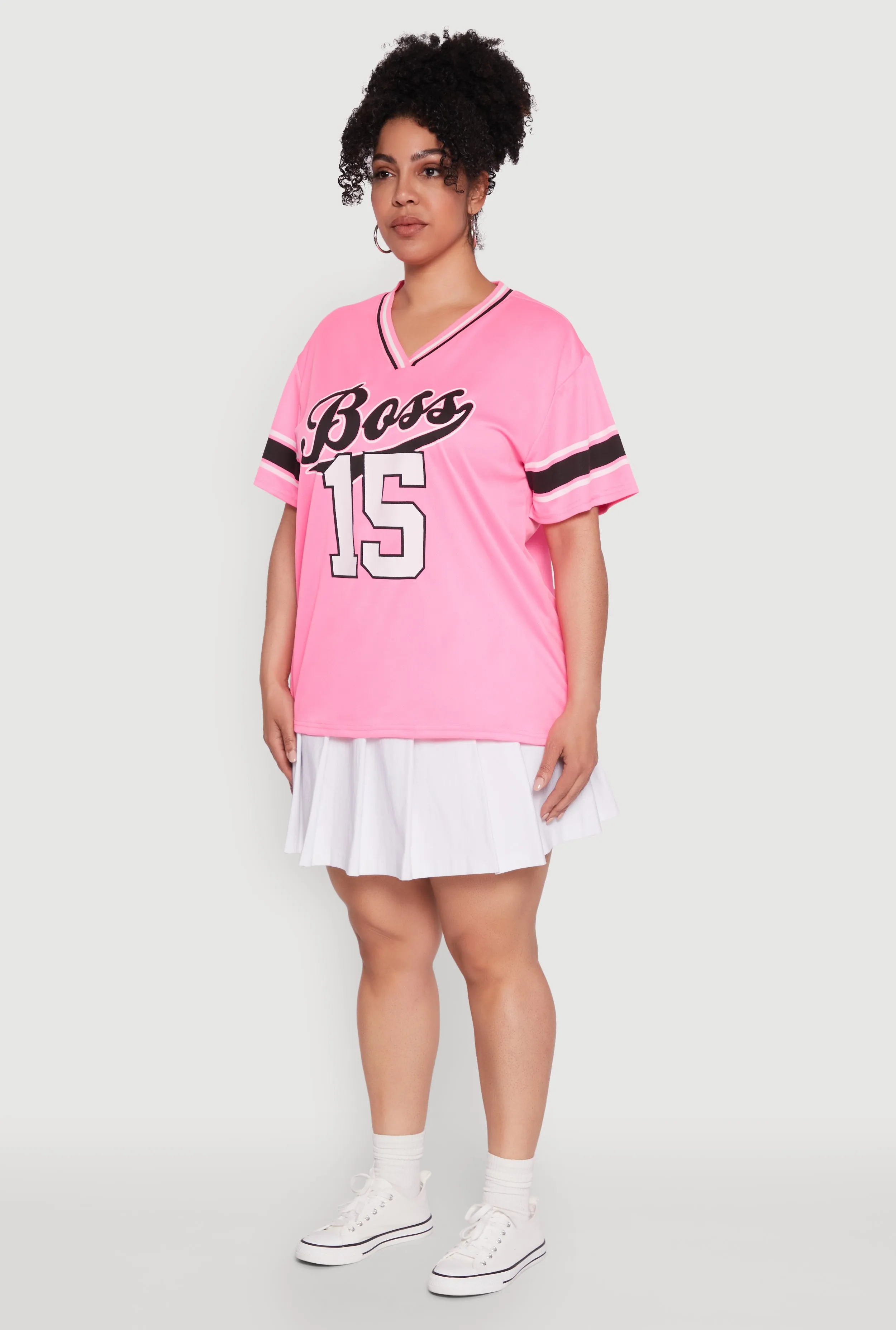 Plus Size Varsity Stripe Boss 15 Graphic Jersey sold by Rainbow product image thumbnail 5