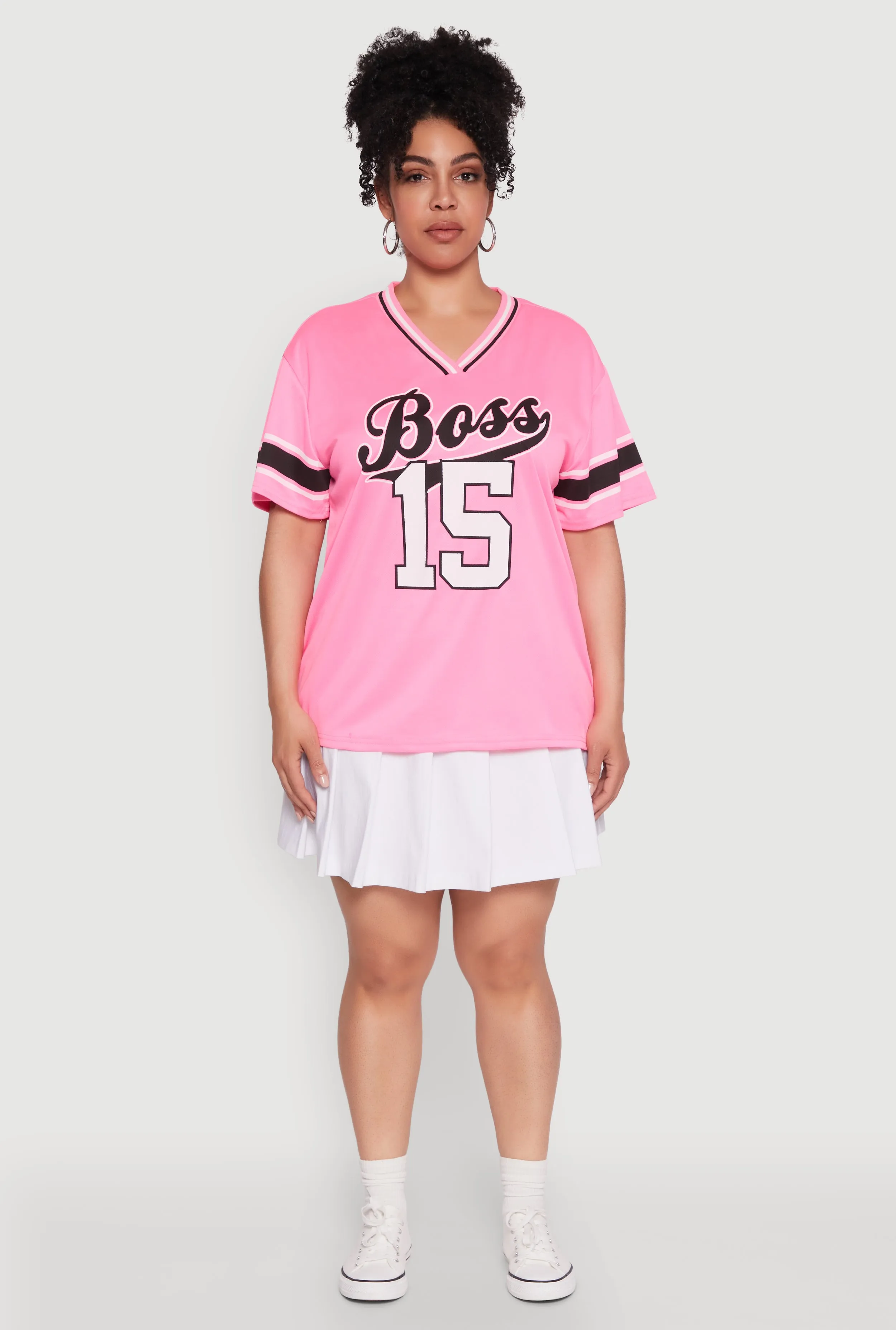 Plus Size Varsity Stripe Boss 15 Graphic Jersey sold by Rainbow product image thumbnail 3
