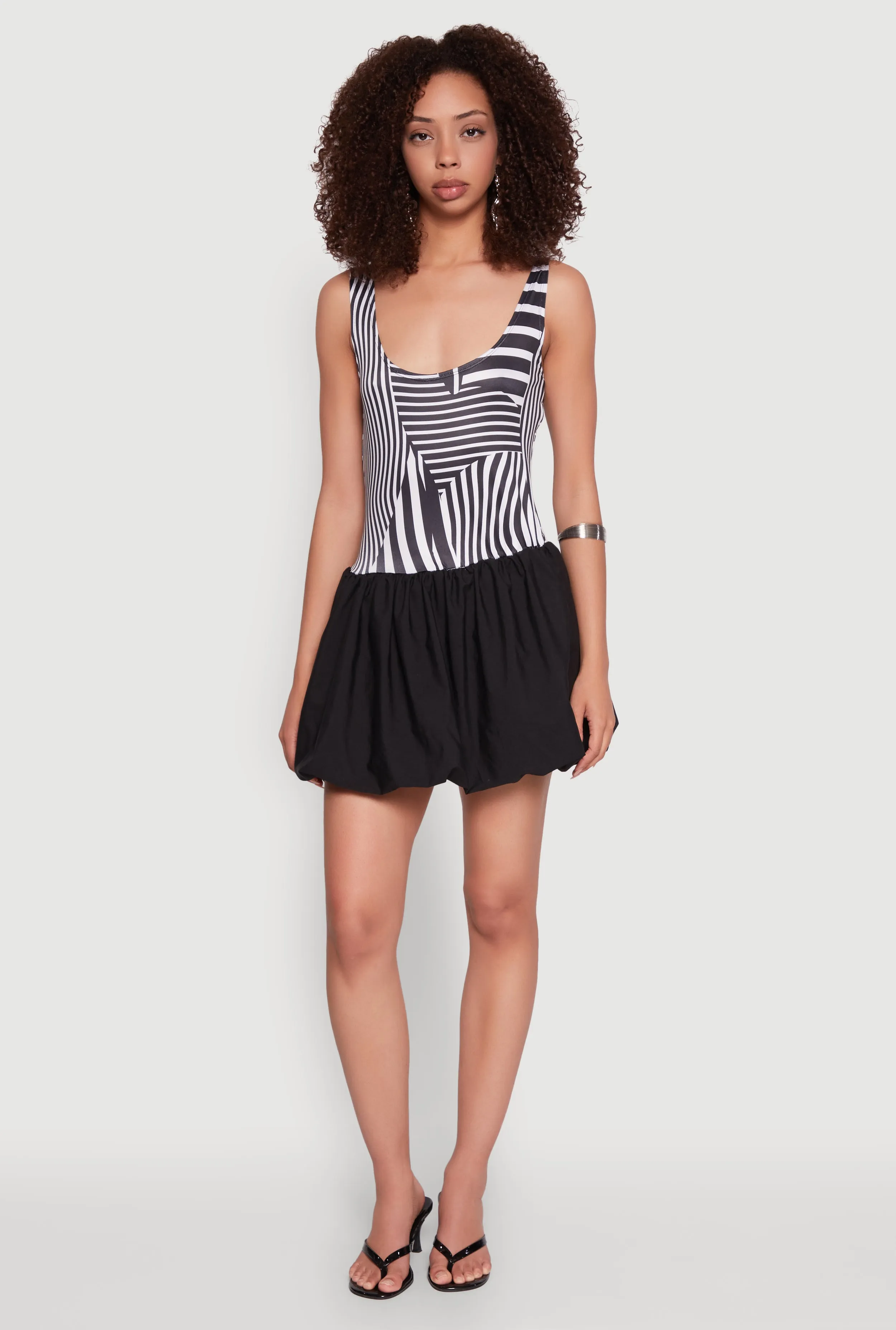 Printed Pattern Bubble Hem Dress sold by Rainbow