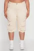 Plus Size Daisy Frayed Hem Denim Cargo Shorts sold by Rainbow