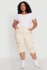 Plus Size Daisy Frayed Hem Denim Cargo Shorts sold by Rainbow
