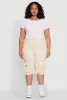 Plus Size Daisy Frayed Hem Denim Cargo Shorts sold by Rainbow