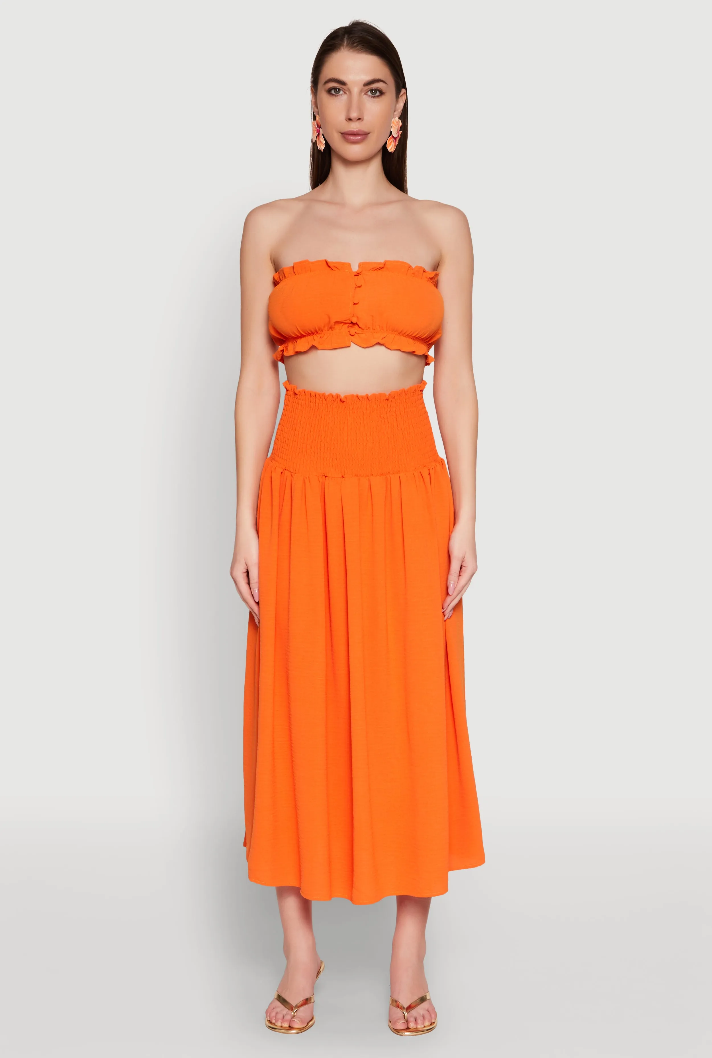 Airy Ruffled Button Front Tube Top sold by Rainbow product image thumbnail 3