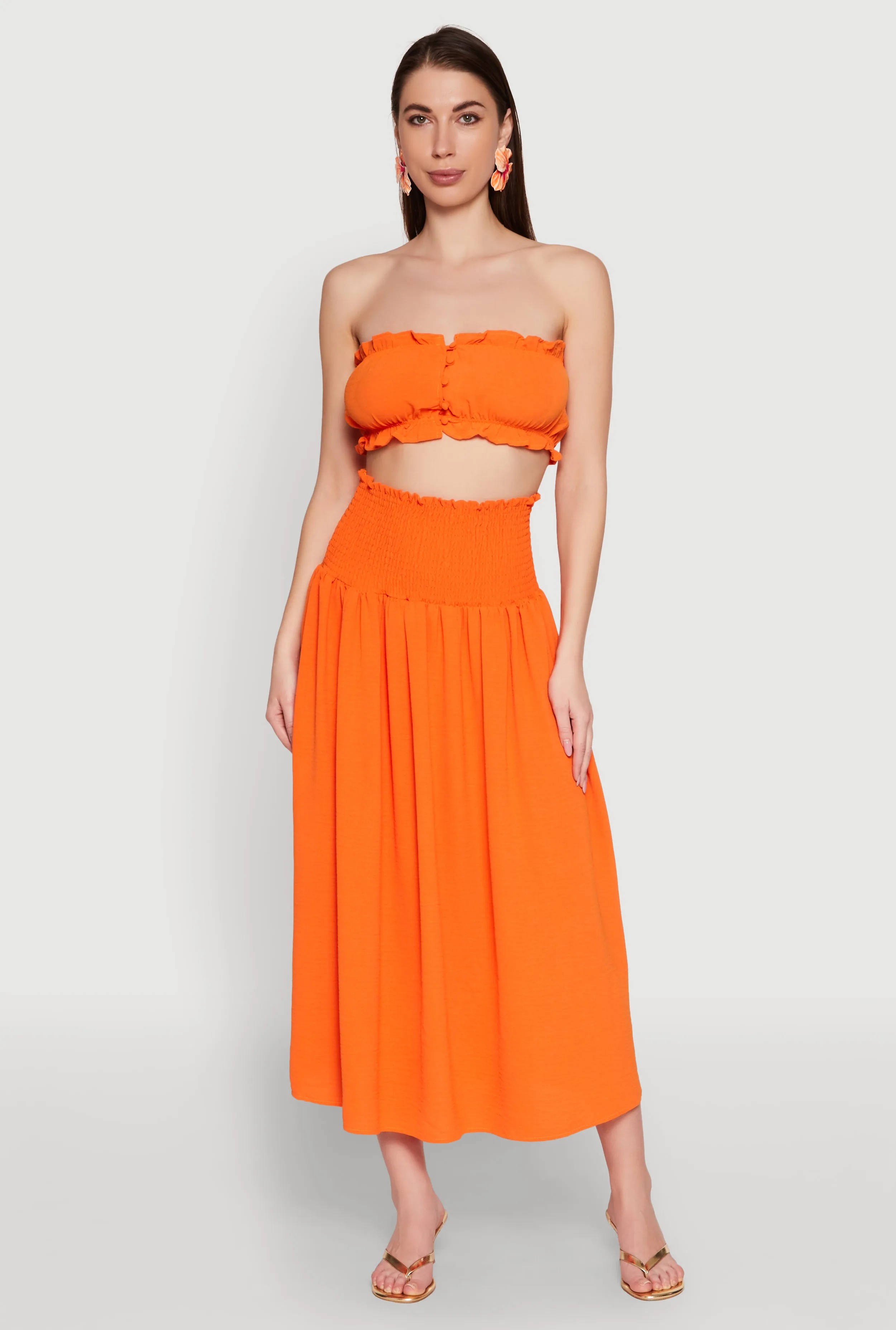 Airy Ruffled Button Front Tube Top sold by Rainbow product image thumbnail 2