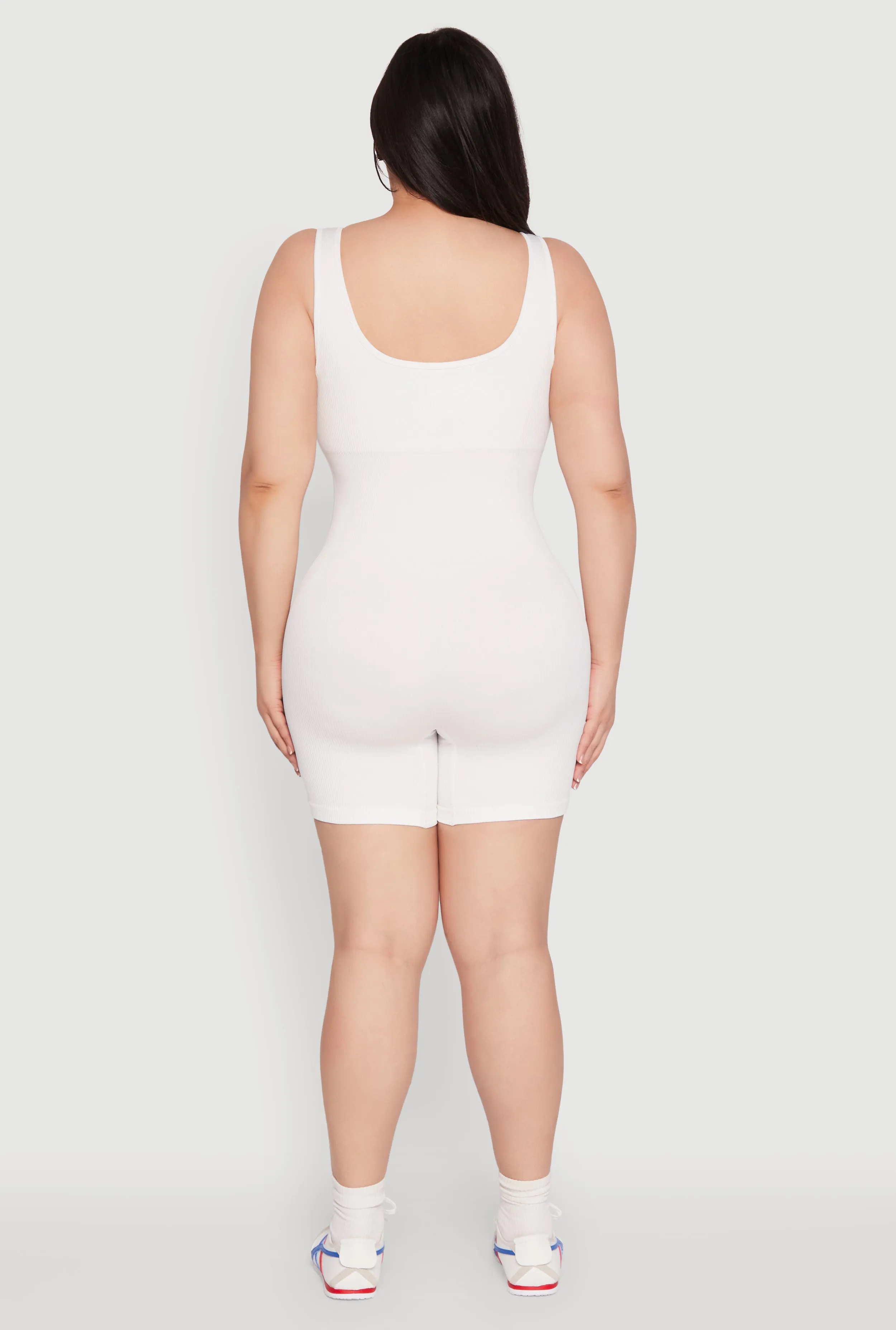 Plus Size Seamless Ribbed Sleeveless Biker Romper sold by Rainbow product image thumbnail 5