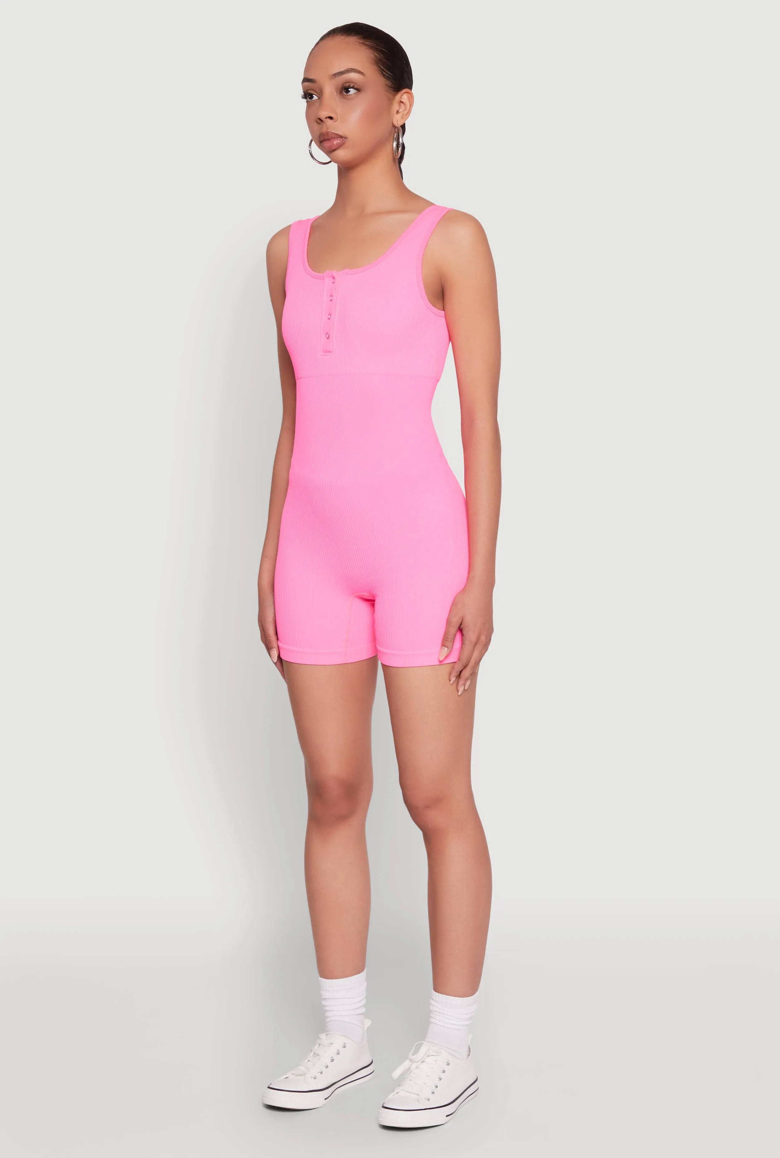 Seamless Snap Button Front Biker Romper sold by Rainbow product image thumbnail 3