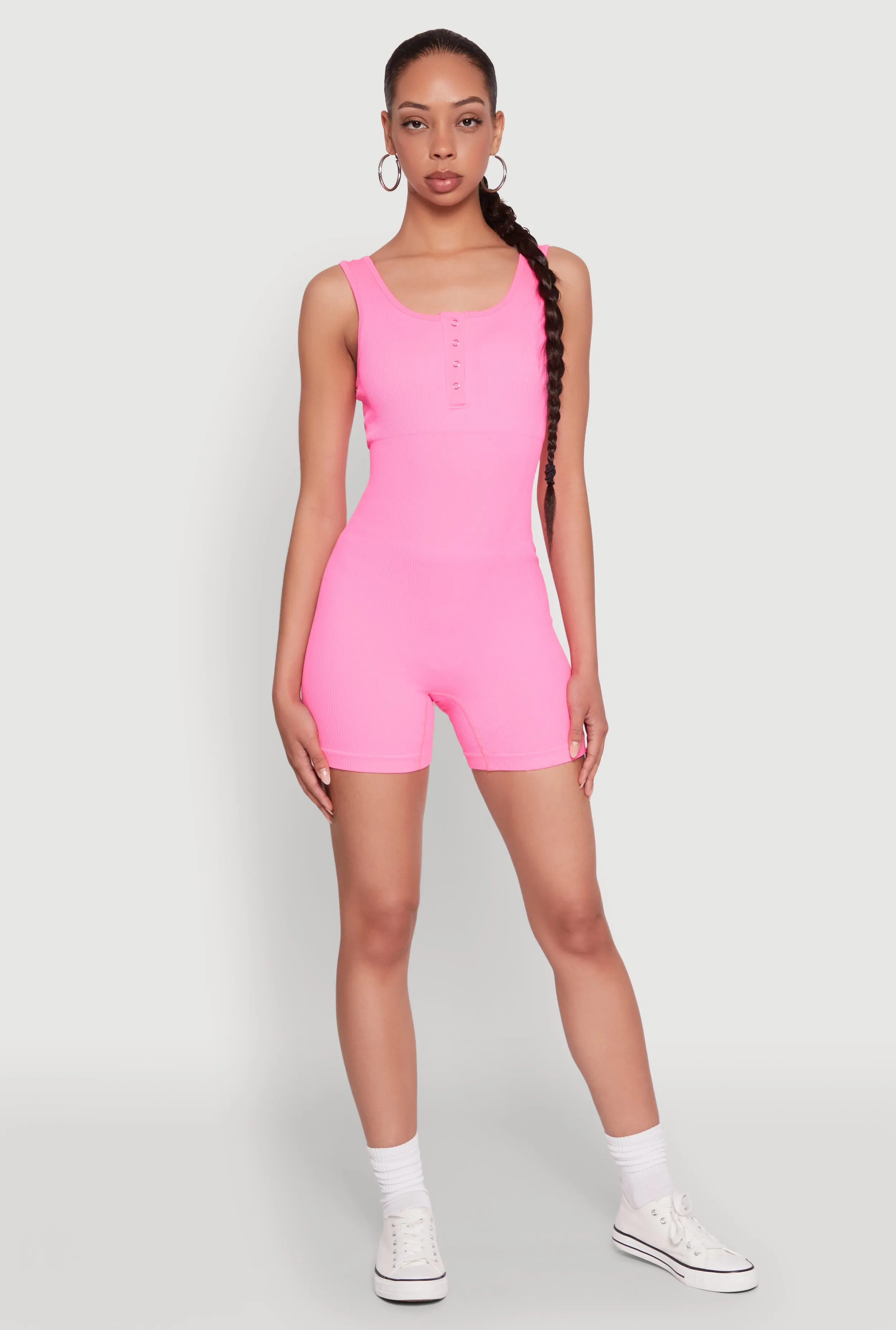 Seamless Snap Button Front Biker Romper sold by Rainbow