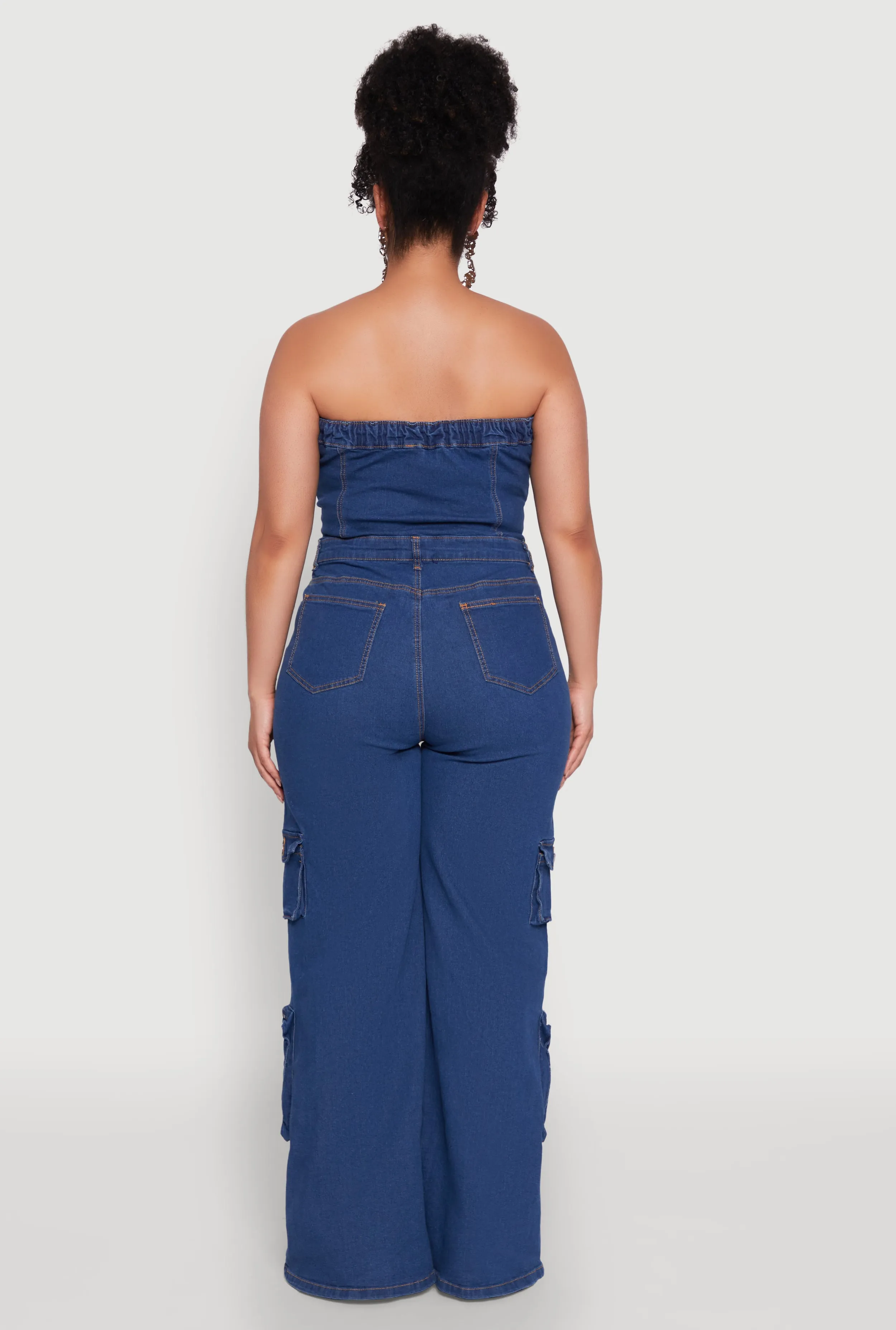 Plus Size Daisy Strapless Cargo Denim Jumpsuit sold by Rainbow product image thumbnail 5