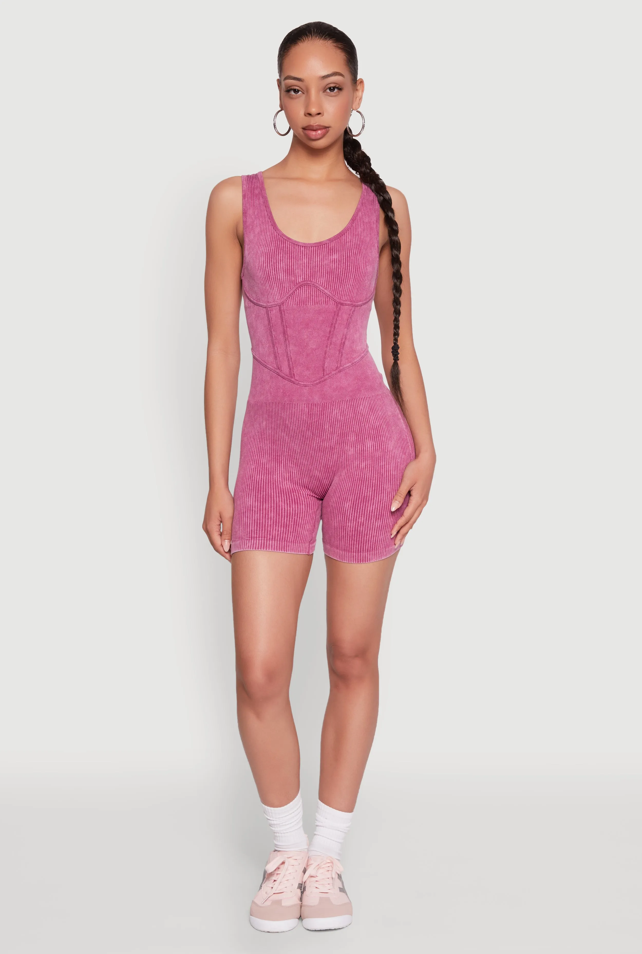 Mineral Wash Corset Detail Biker Romper sold by Rainbow product image thumbnail 2