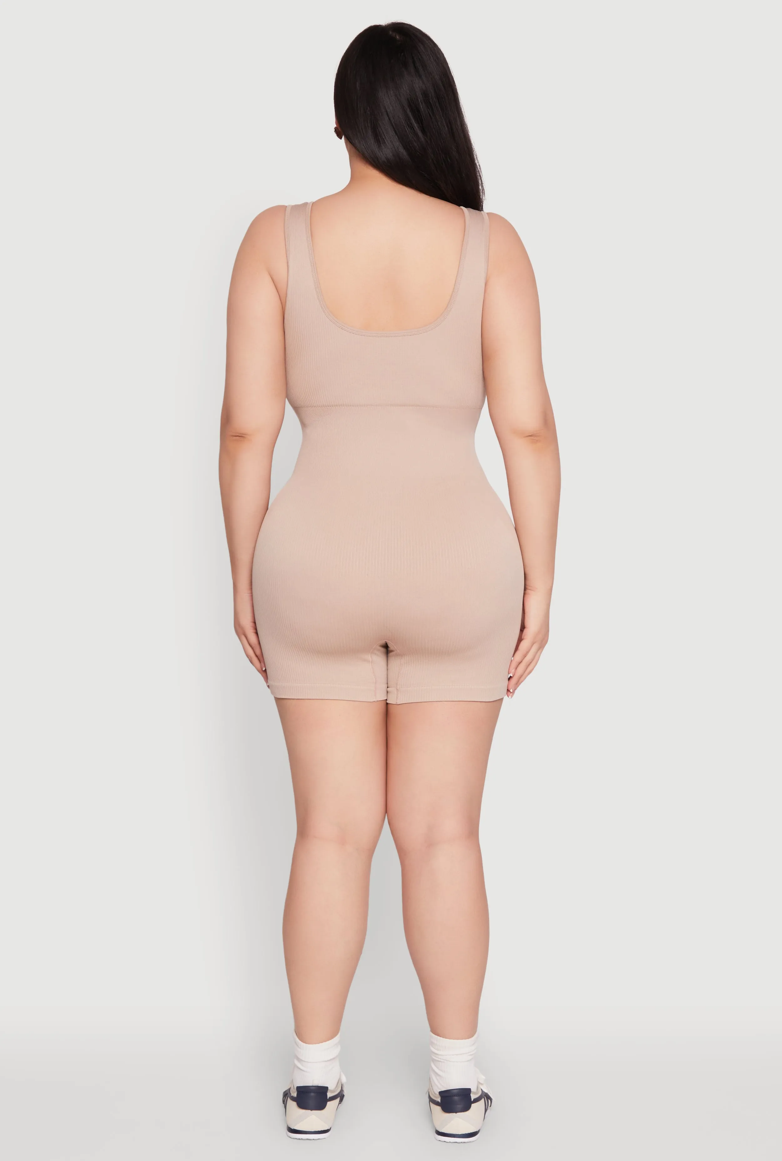 Plus Size Seamless Ribbed Sleeveless Biker Romper sold by Rainbow product image thumbnail 5