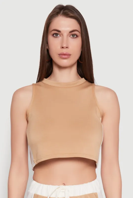 Side Contrast Cropped Tank Top sold by Rainbow