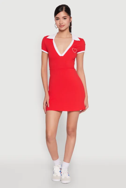 Contrast Trim Johnny Collar Polo Dress sold by Rainbow