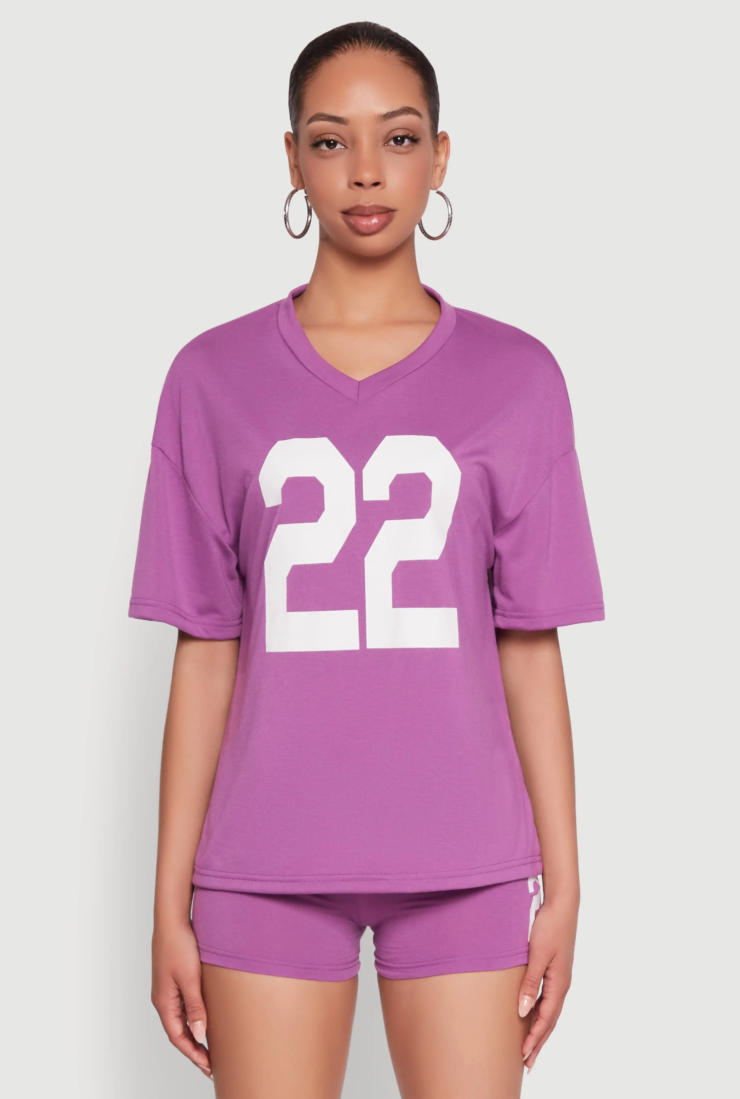 22 V Neck Football T Shirt sold by Rainbow