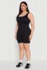 Plus Size Seamless Ribbed Sleeveless Biker Romper sold by Rainbow