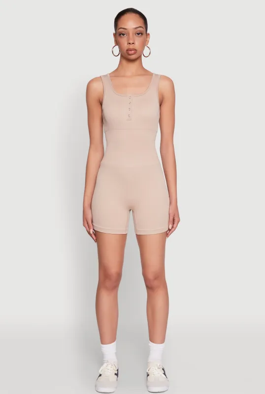 Seamless Snap Button Front Biker Romper sold by Rainbow