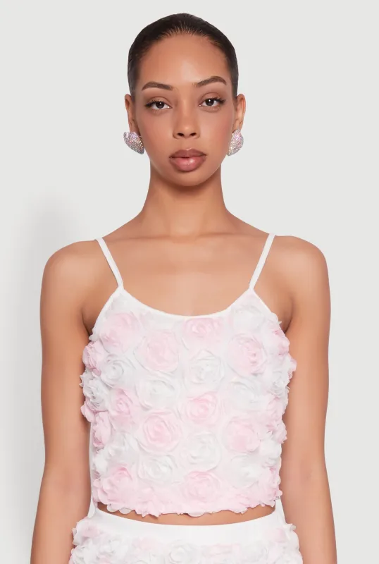 3D Flower Cropped Cami sold by Rainbow