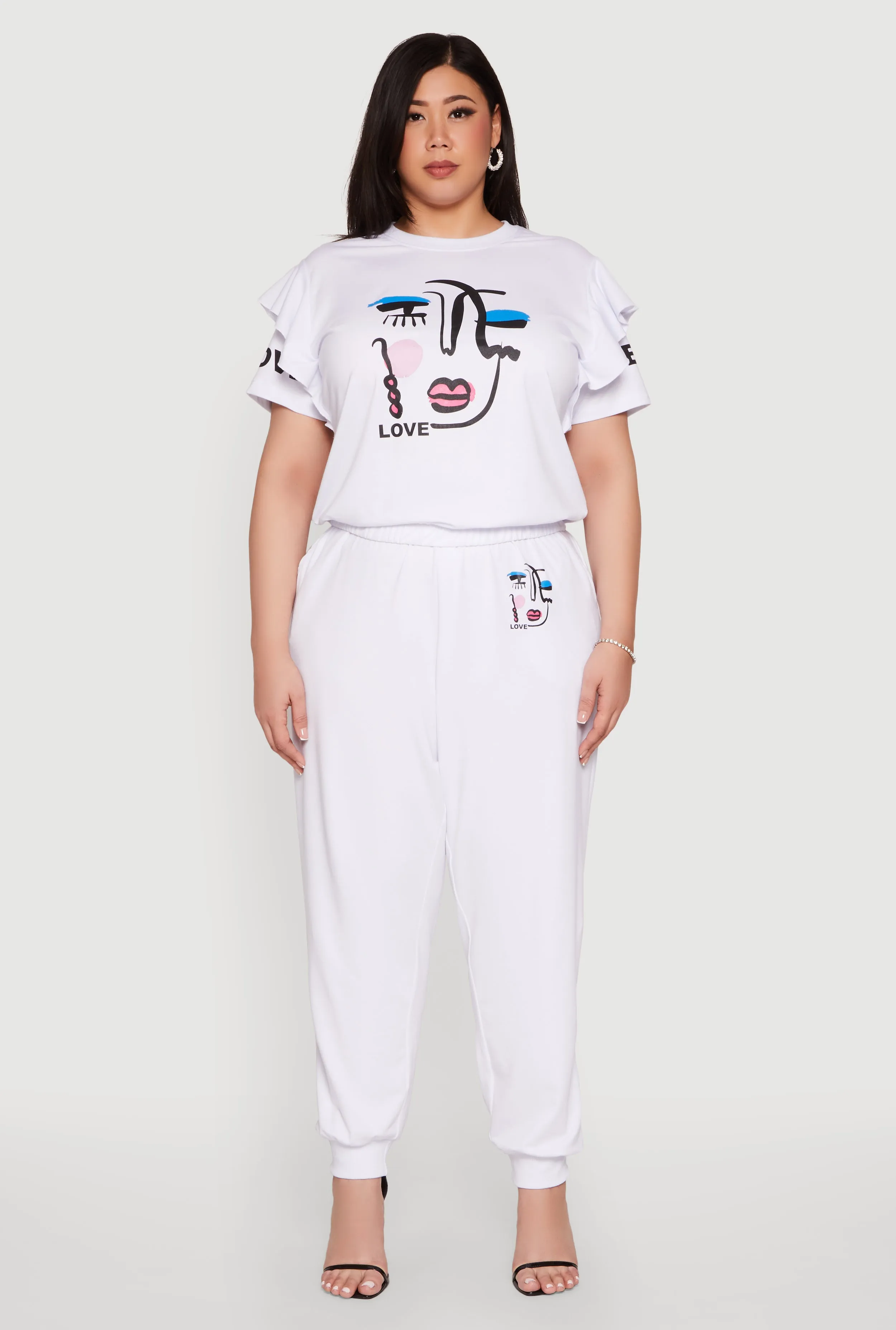 Plus Size Abstract Love Graphic Joggers sold by Rainbow