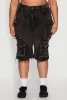 Plus Size Daisy Frayed Hem Denim Cargo Shorts sold by Rainbow