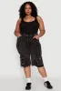Plus Size Daisy Frayed Hem Denim Cargo Shorts sold by Rainbow