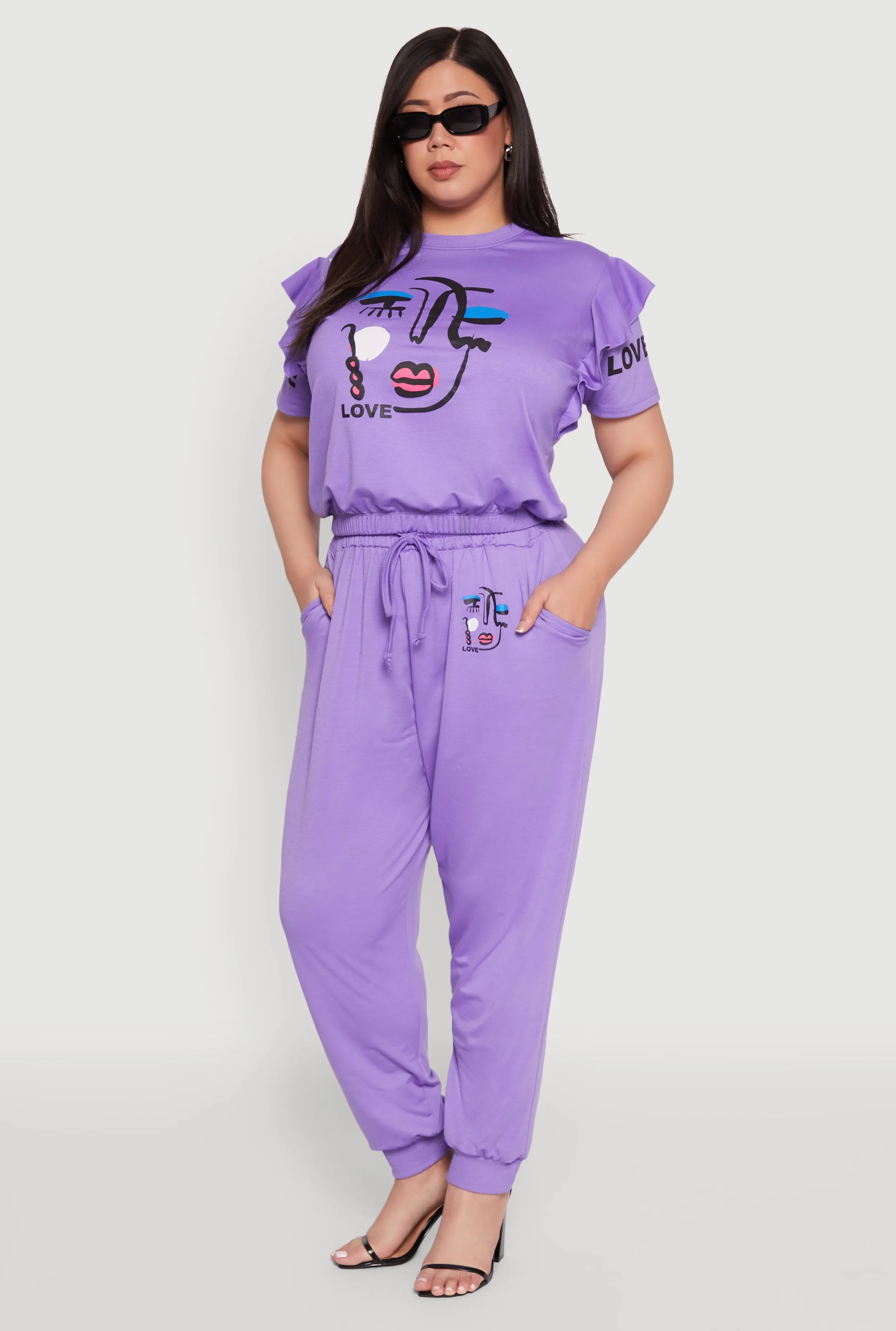 Plus Size Abstract Love Graphic Joggers sold by Rainbow