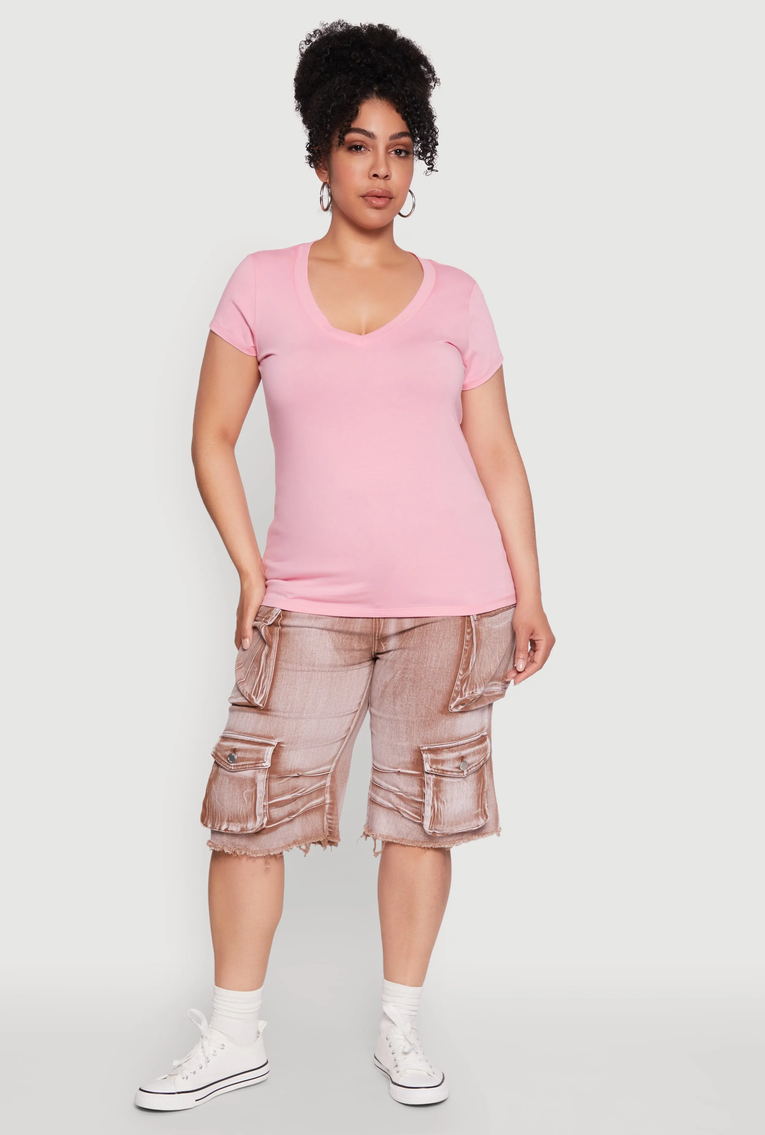 Plus Size Basic V Neck T Shirt sold by Rainbow product image thumbnail 3