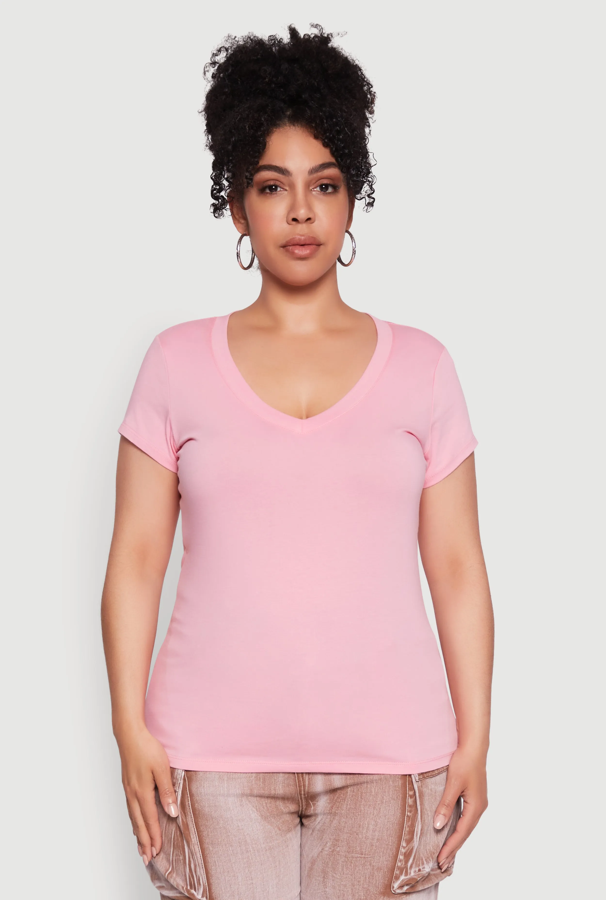 Plus Size Basic V Neck T Shirt sold by Rainbow product image thumbnail 2