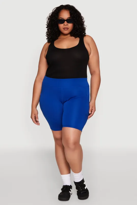 Plus Size Side Zip Pocket Biker Shorts sold by Rainbow