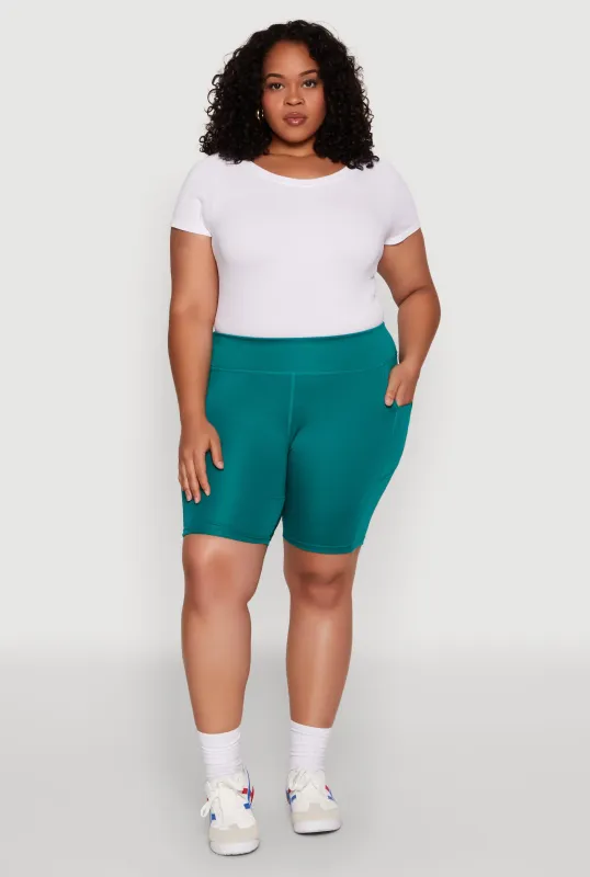 Plus Size Side Zip Pocket Biker Shorts sold by Rainbow