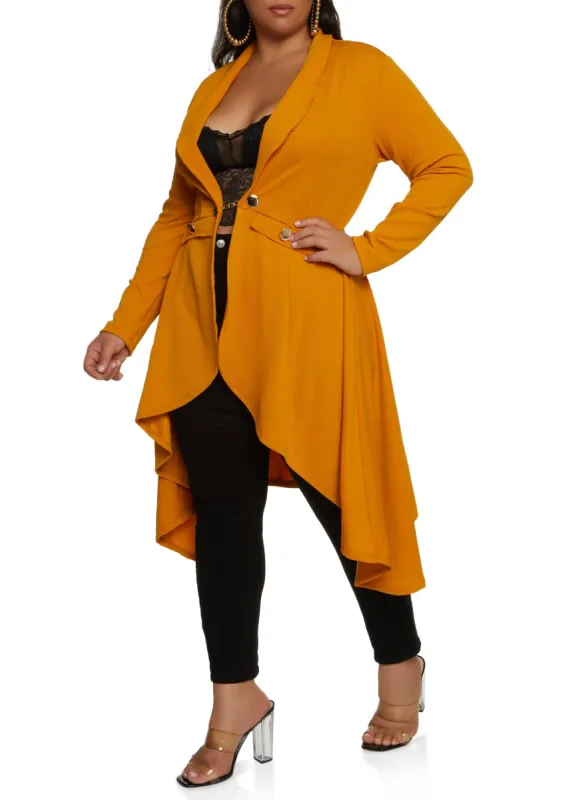 Plus Size Chain Button High Low Blazer sold by Rainbow