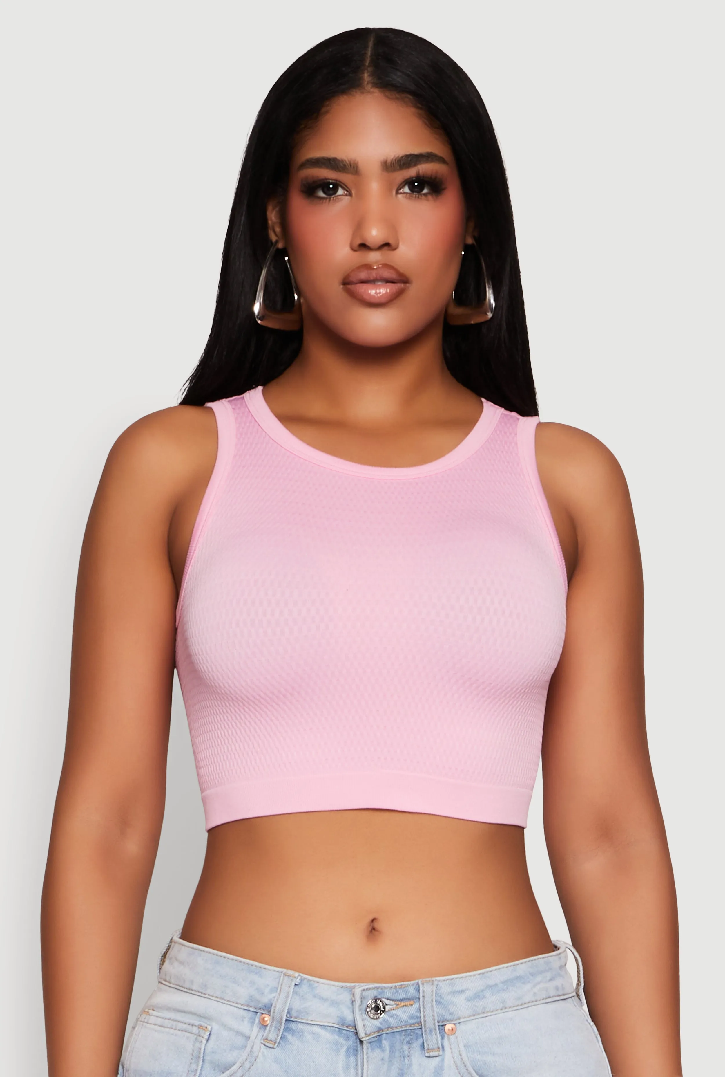 Textured Knit Seamless Cropped Tank Top sold by Rainbow product image thumbnail 2