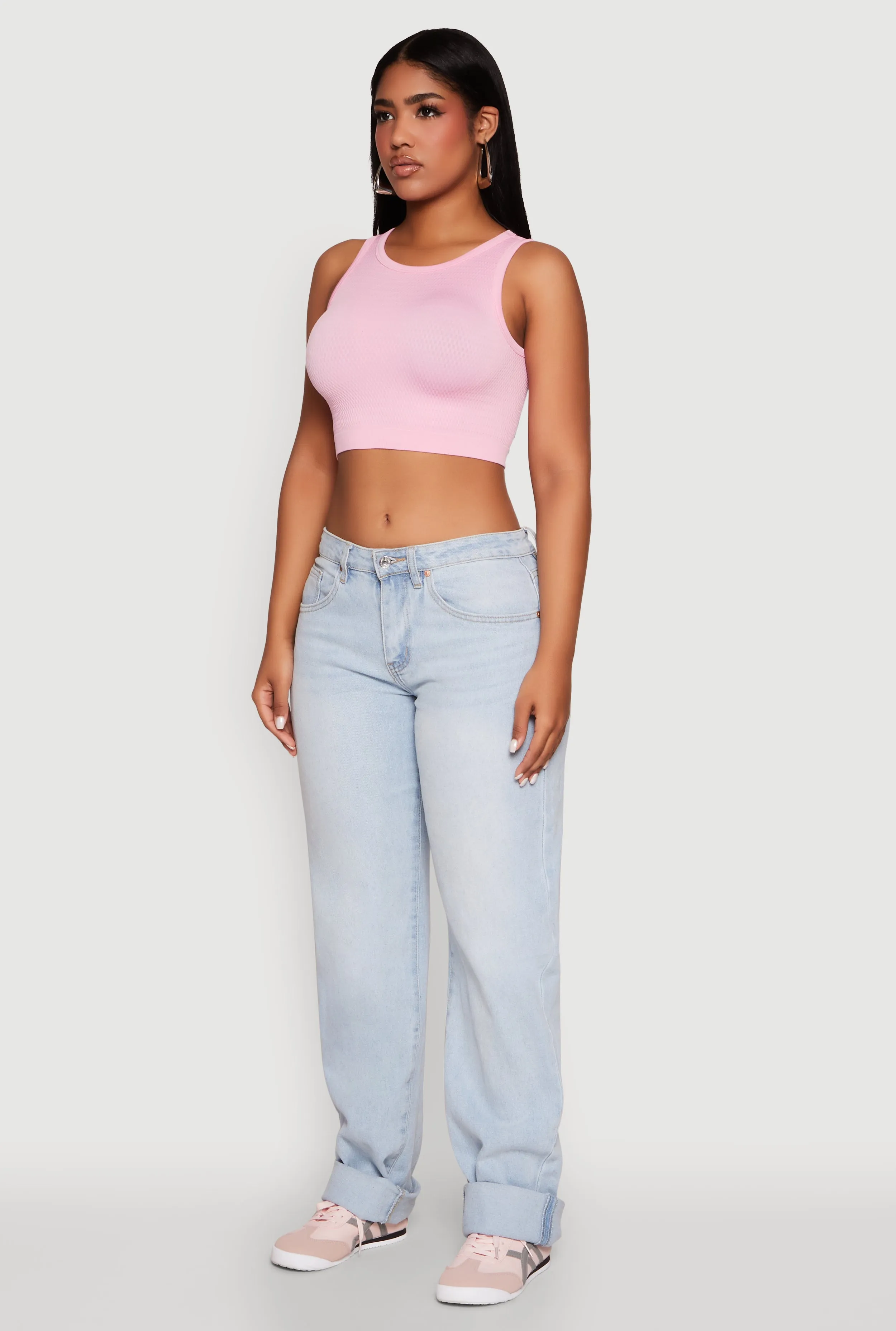 Textured Knit Seamless Cropped Tank Top sold by Rainbow product image thumbnail 5