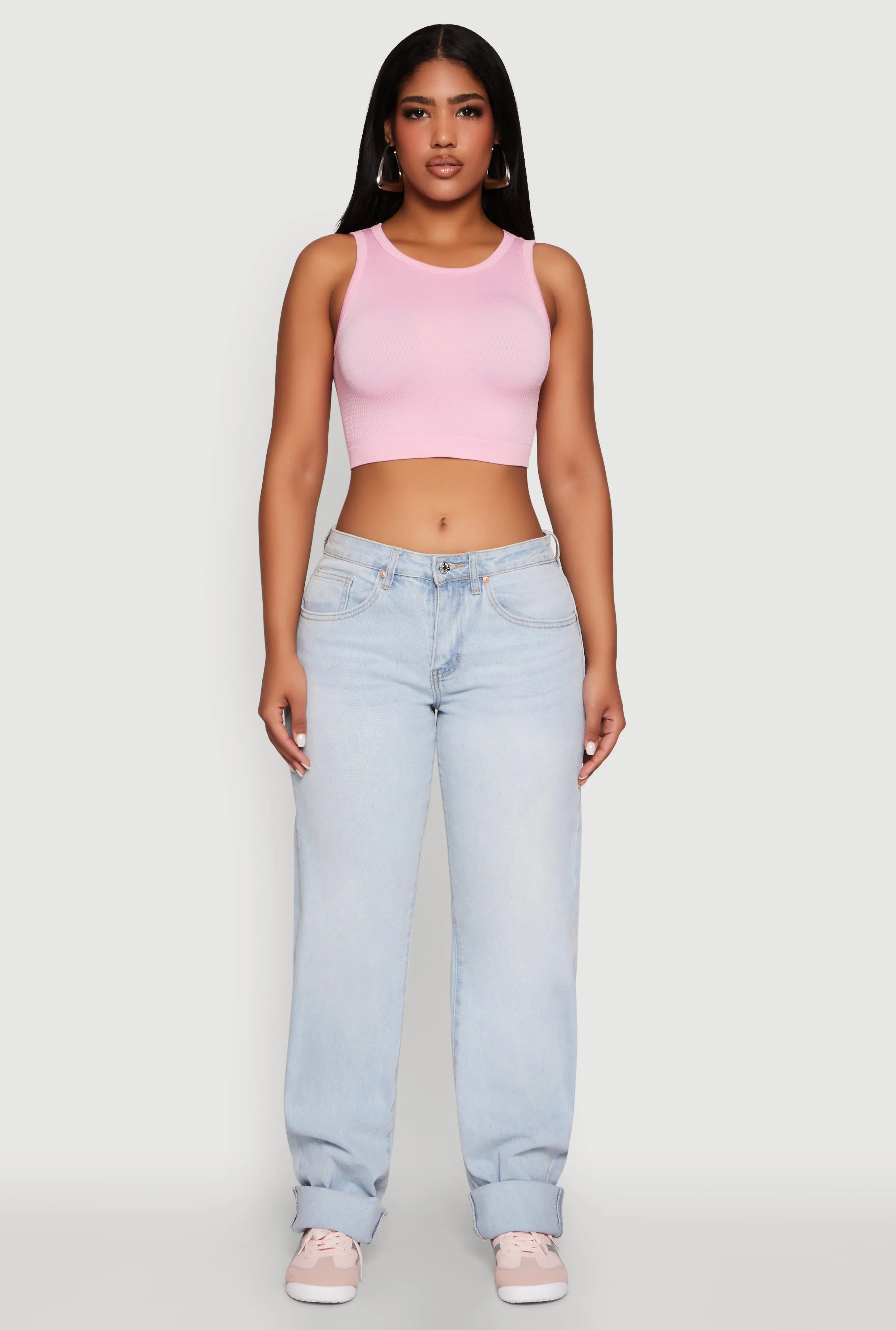 Textured Knit Seamless Cropped Tank Top sold by Rainbow product image thumbnail 3