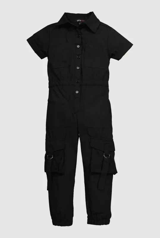 Little Girls Poplin Cargo Jumpsuit sold by Rainbow