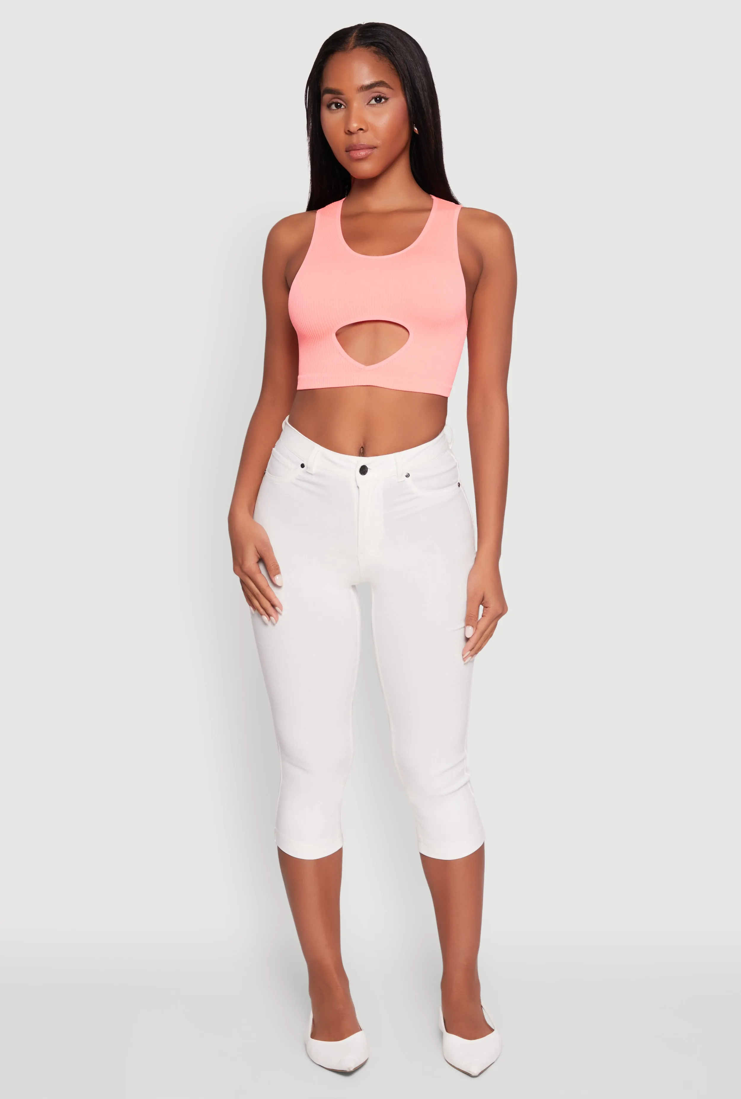 Cut Out Front Seamless Cropped Tank Top sold by Rainbow
