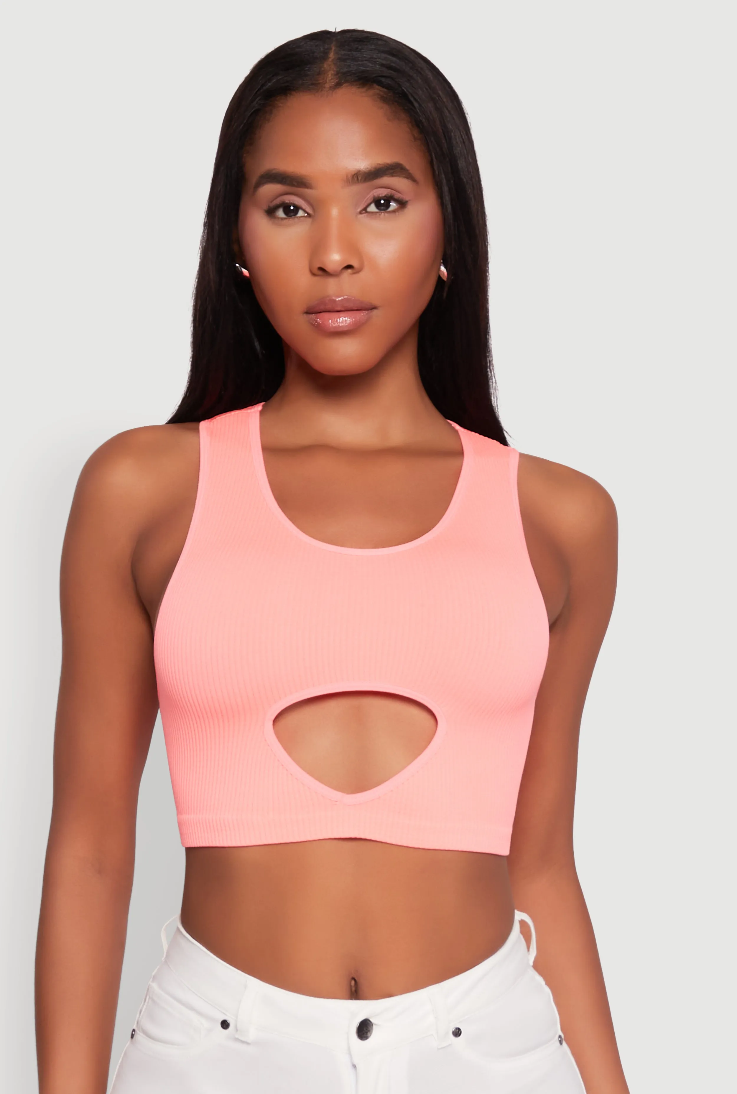 Cut Out Front Seamless Cropped Tank Top sold by Rainbow product image thumbnail 2