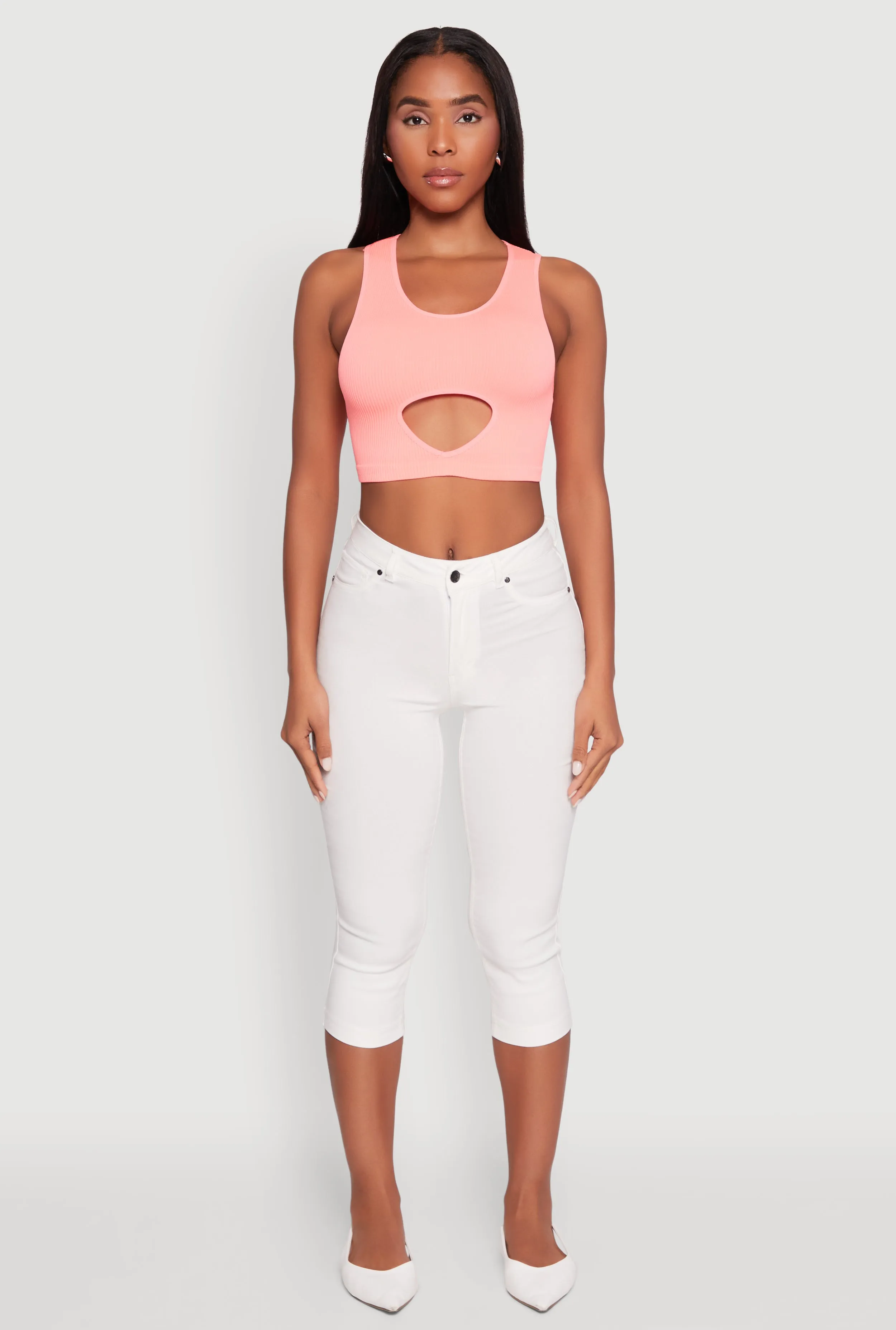 Cut Out Front Seamless Cropped Tank Top sold by Rainbow product image thumbnail 3