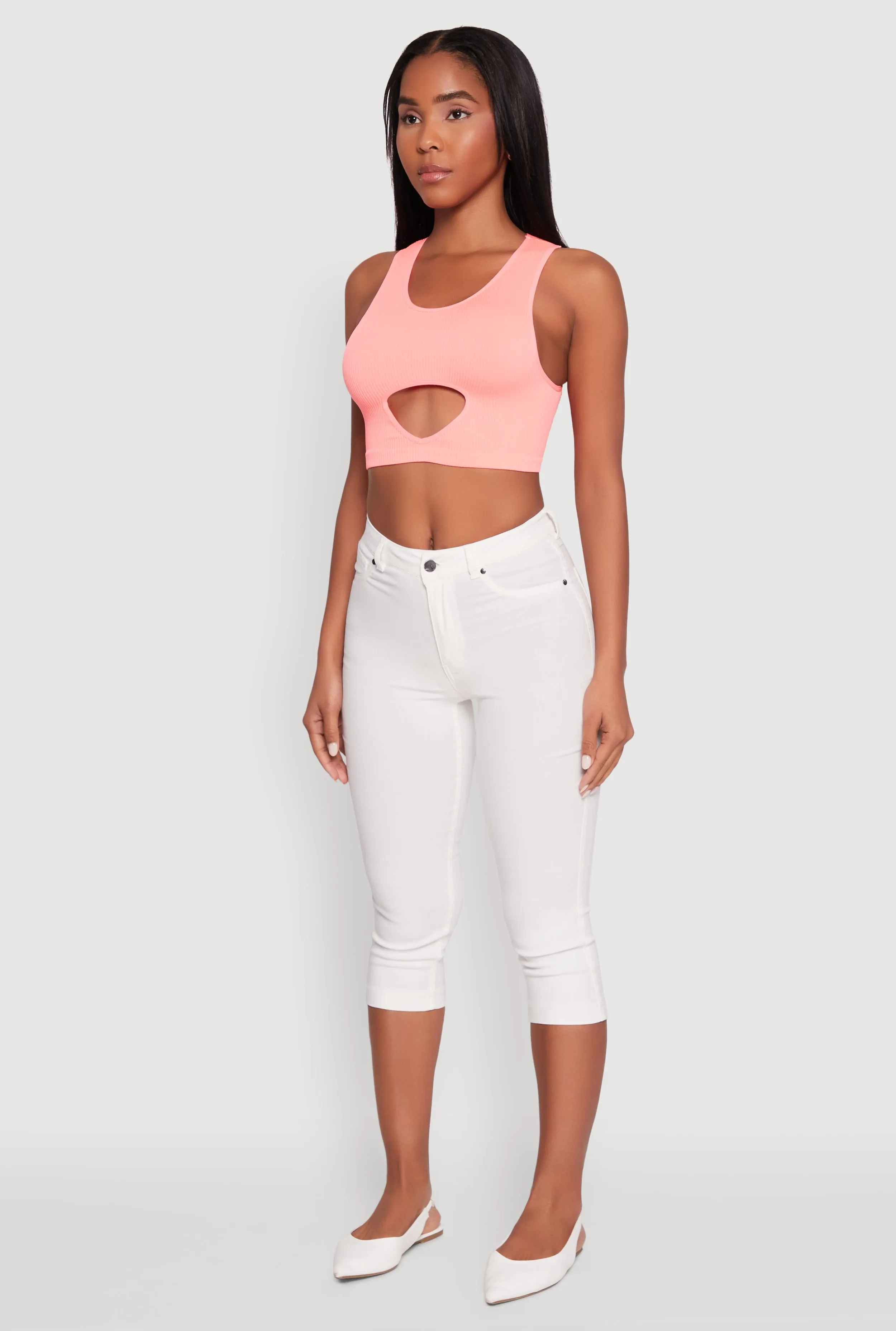 Cut Out Front Seamless Cropped Tank Top sold by Rainbow product image thumbnail 5