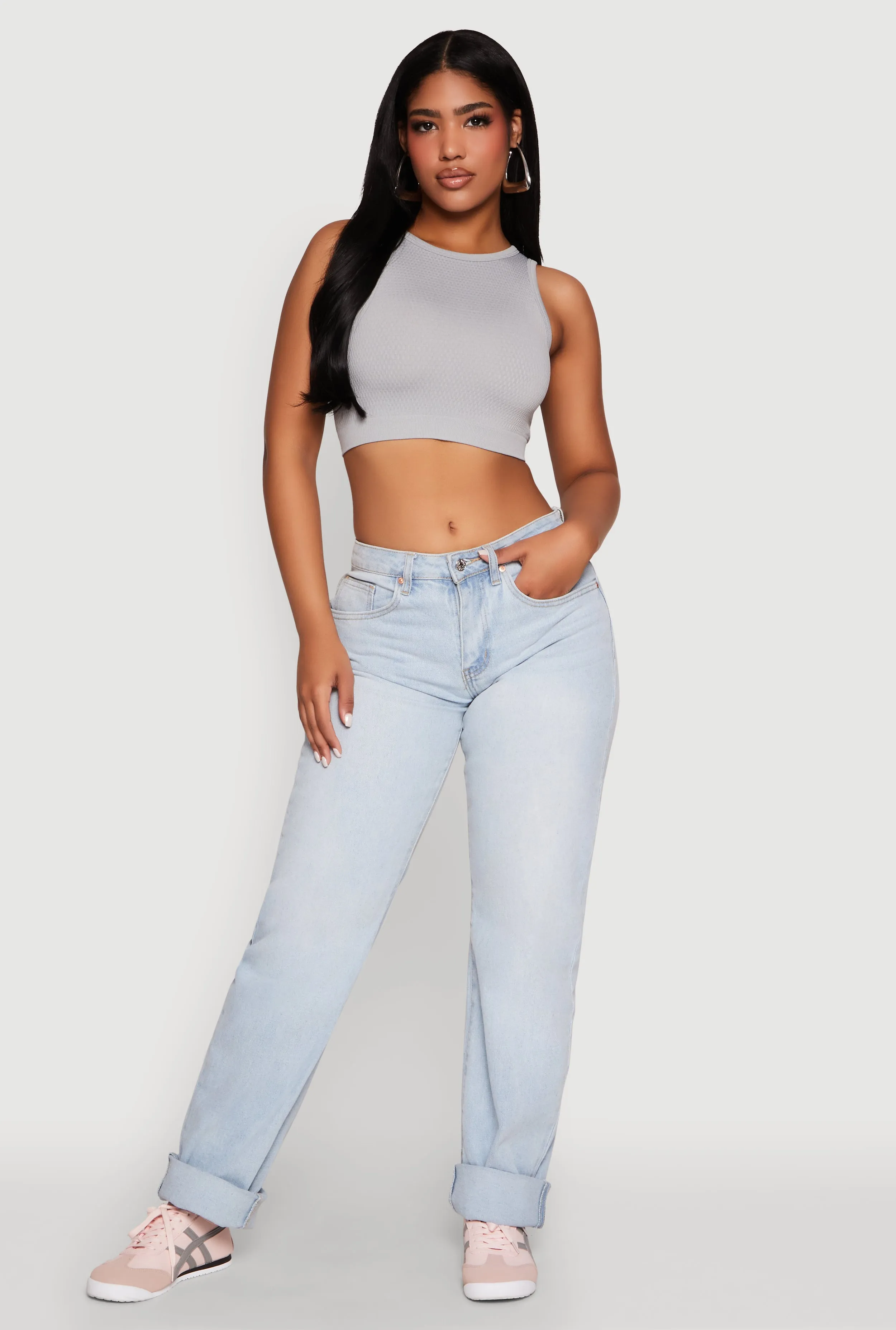 Textured Knit Seamless Cropped Tank Top sold by Rainbow product image thumbnail 3