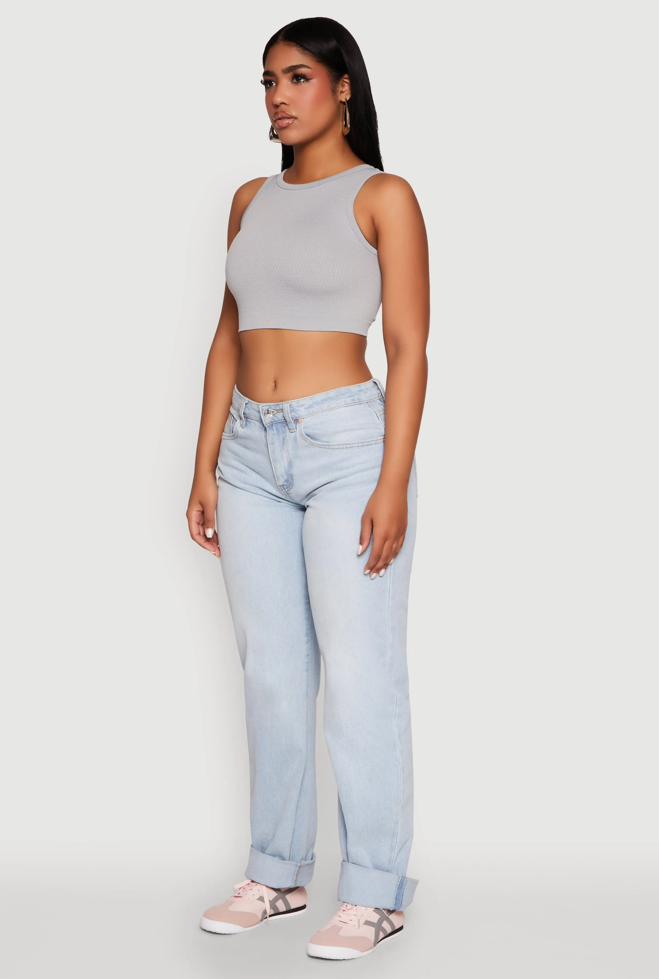 Textured Knit Seamless Cropped Tank Top sold by Rainbow product image thumbnail 5