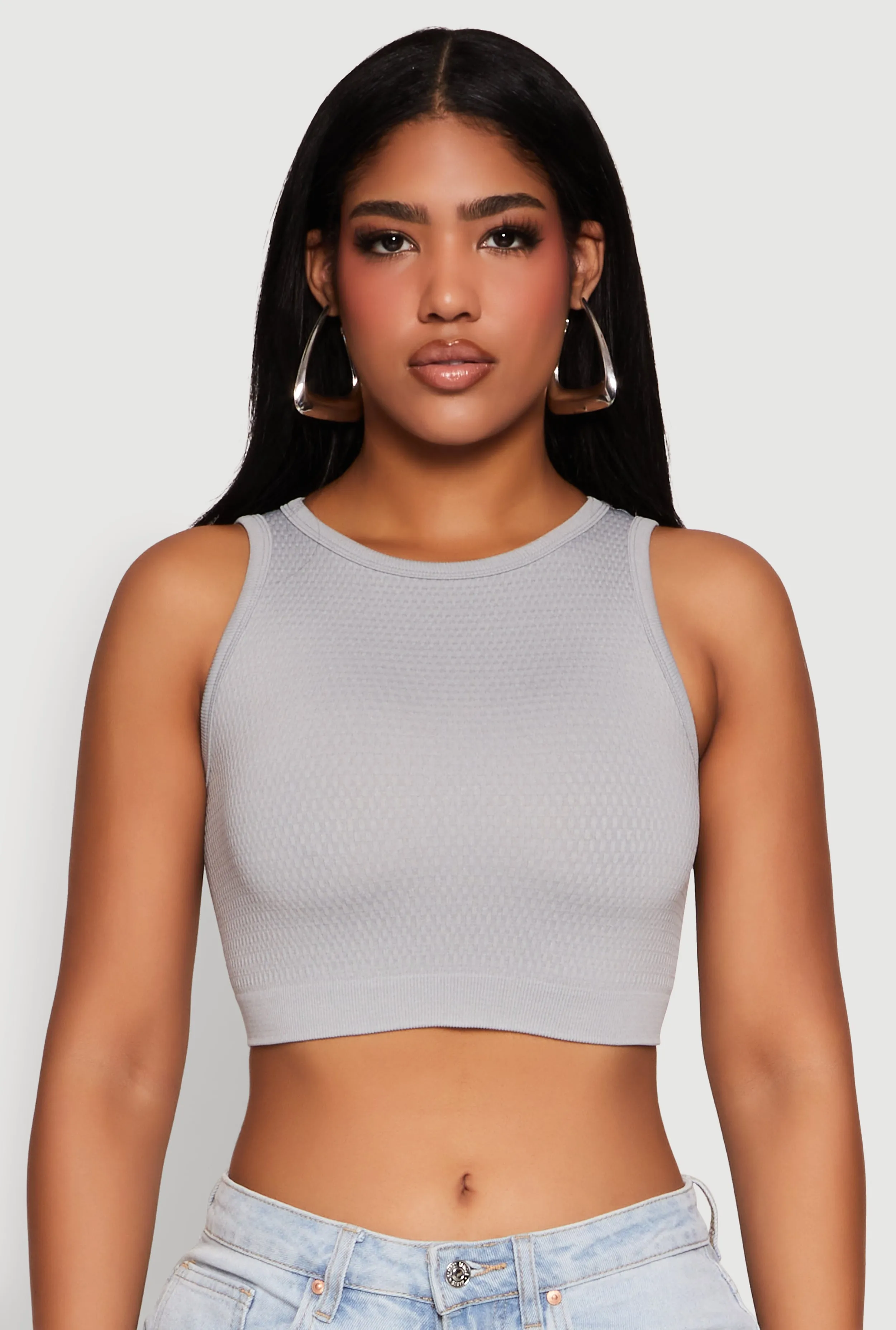 Textured Knit Seamless Cropped Tank Top sold by Rainbow product image thumbnail 2