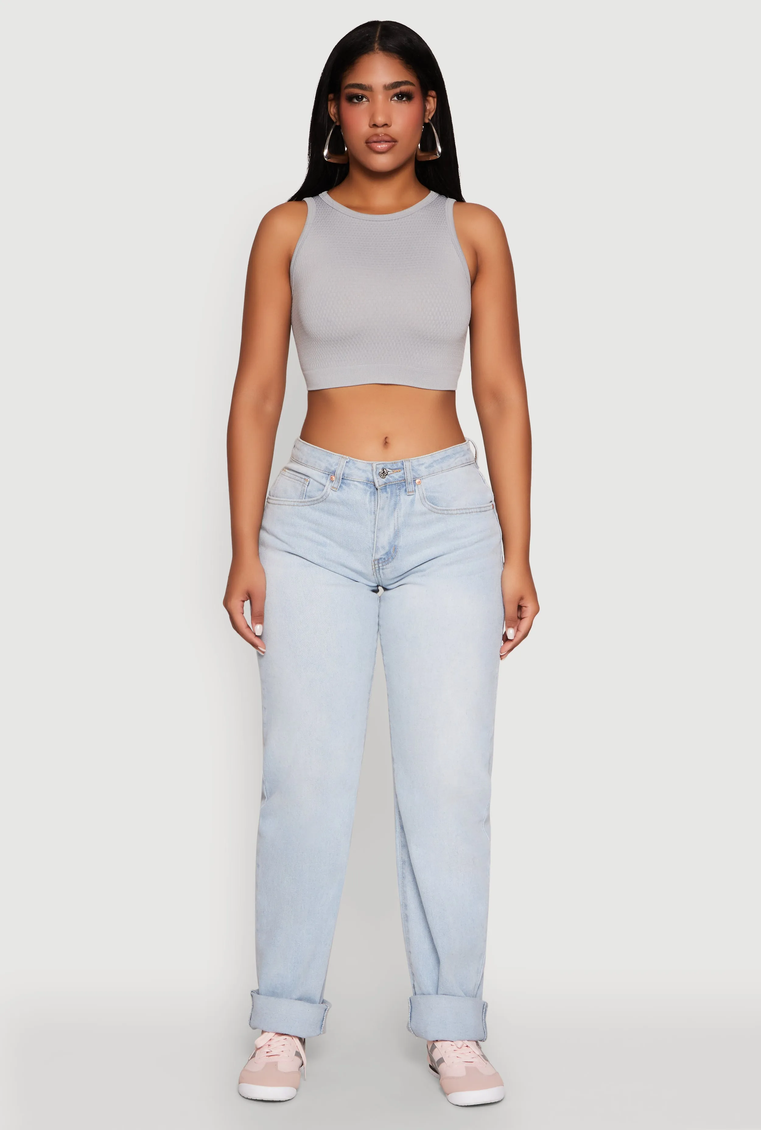 Textured Knit Seamless Cropped Tank Top sold by Rainbow