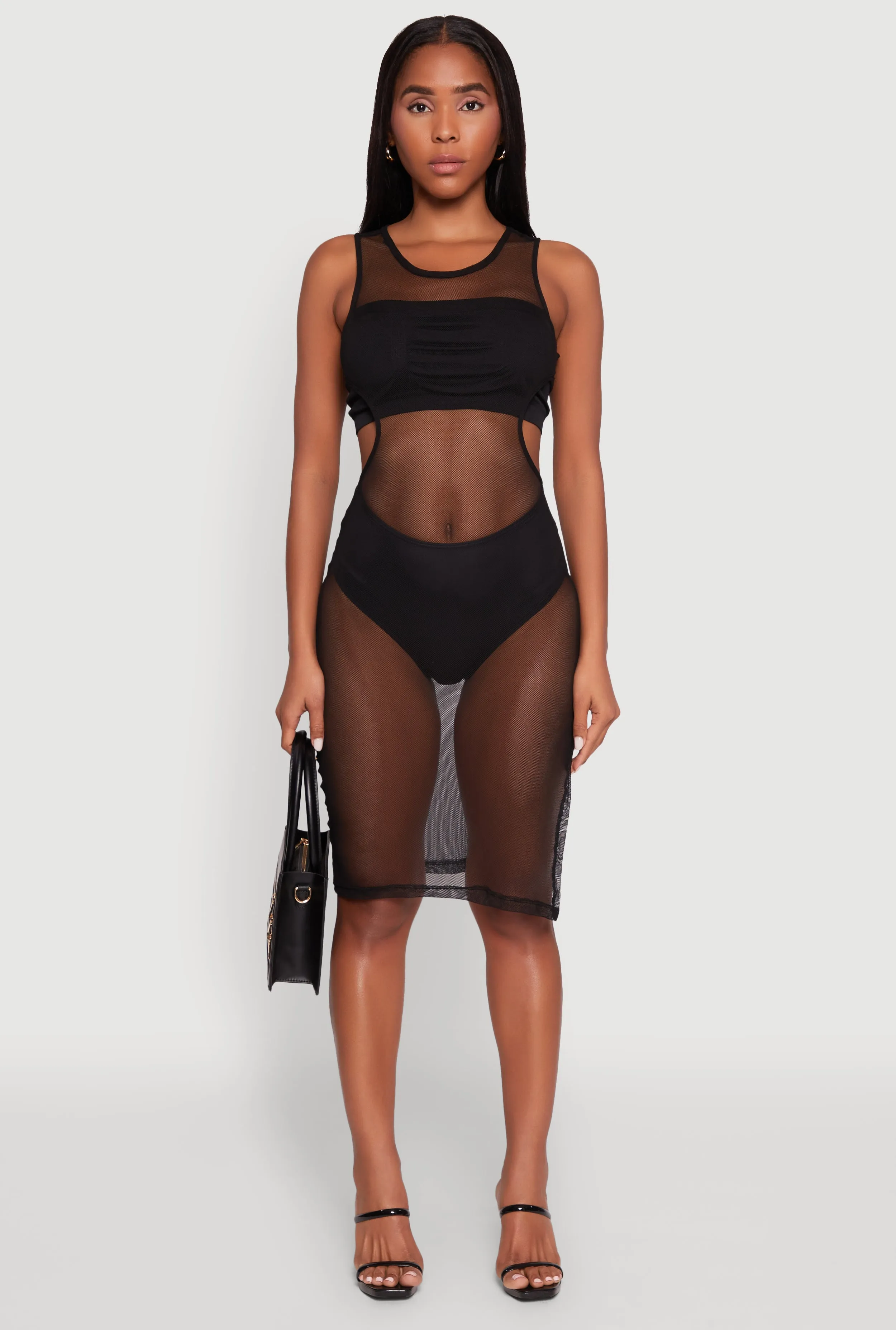 Mesh Side Slit Cut Out Maxi Top sold by Rainbow product image thumbnail 2