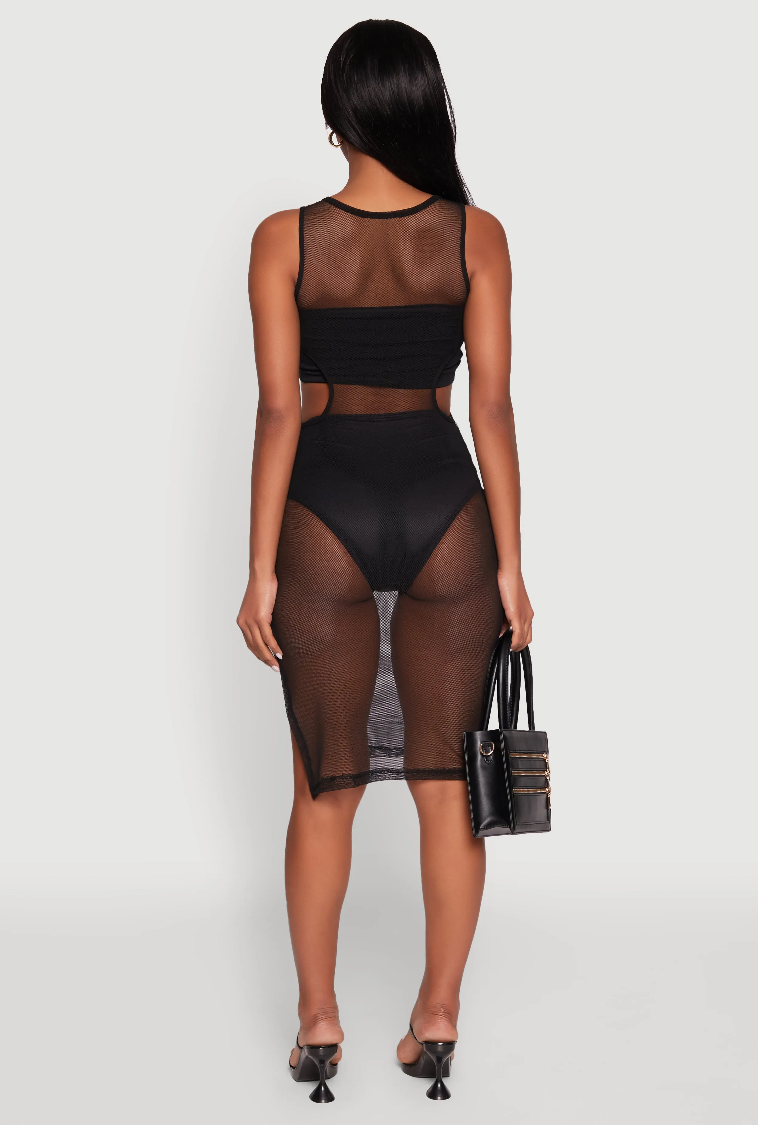 Mesh Side Slit Cut Out Maxi Top sold by Rainbow product image thumbnail 5