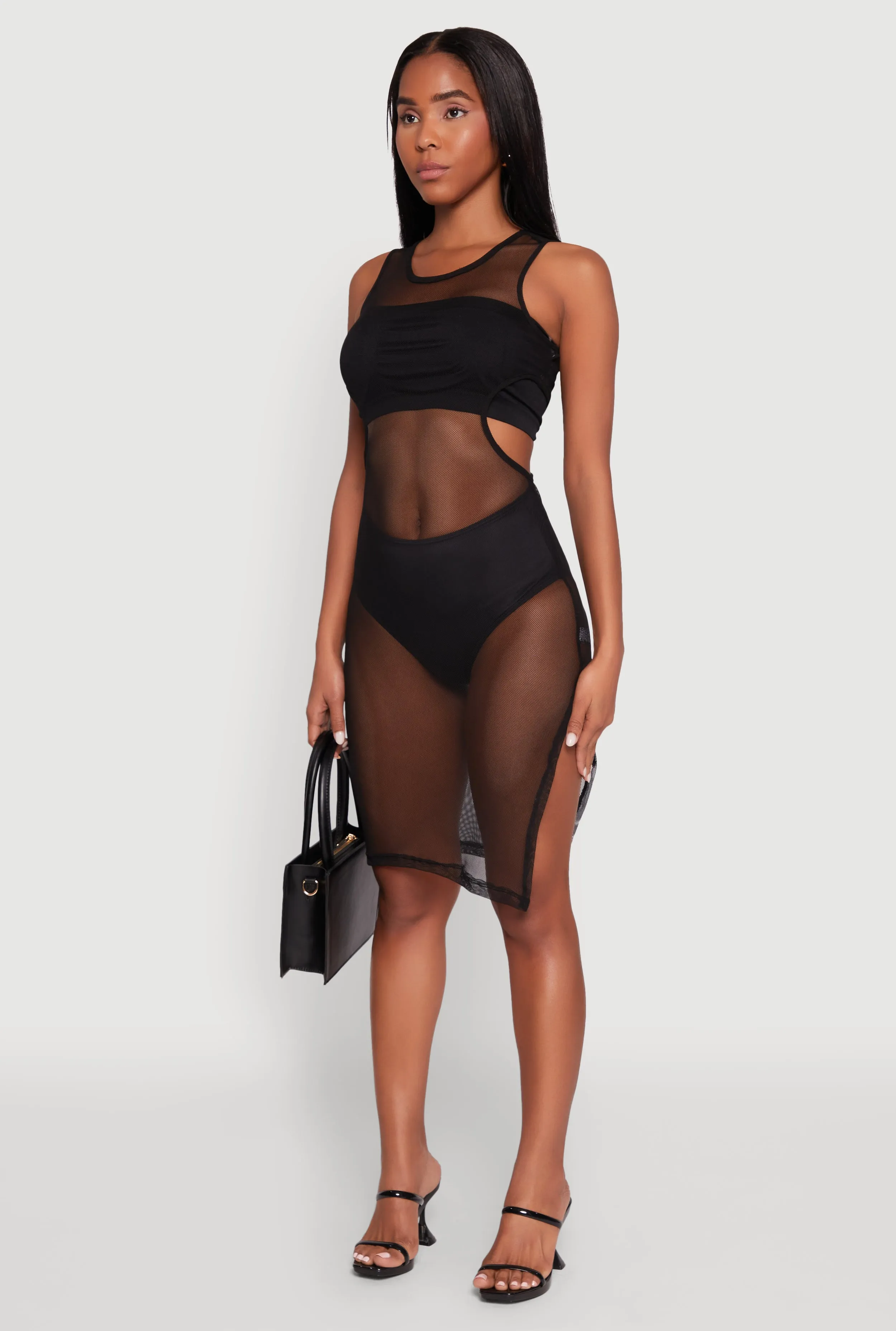 Mesh Side Slit Cut Out Maxi Top sold by Rainbow product image thumbnail 3