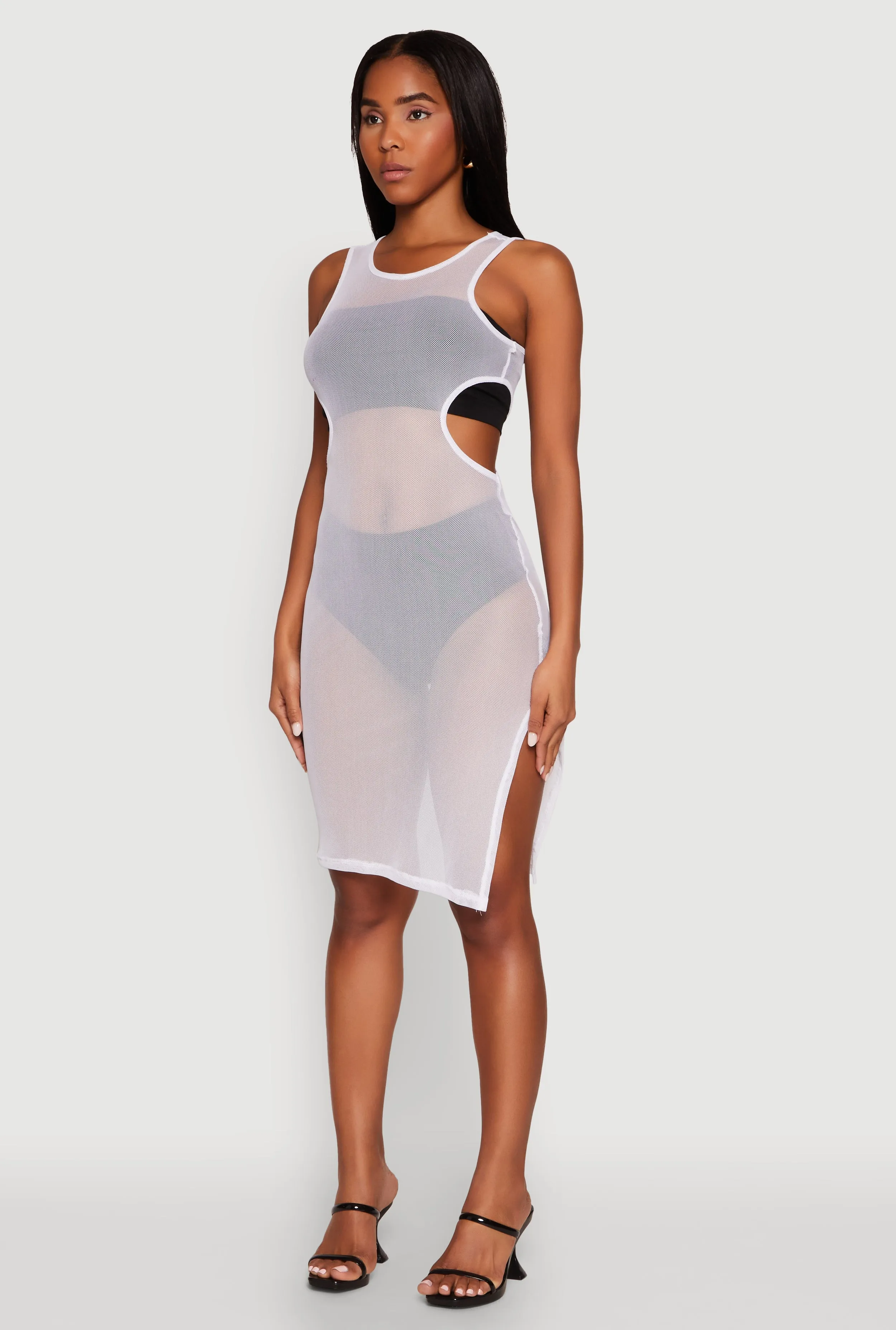 Mesh Side Slit Cut Out Maxi Top sold by Rainbow product image thumbnail 3