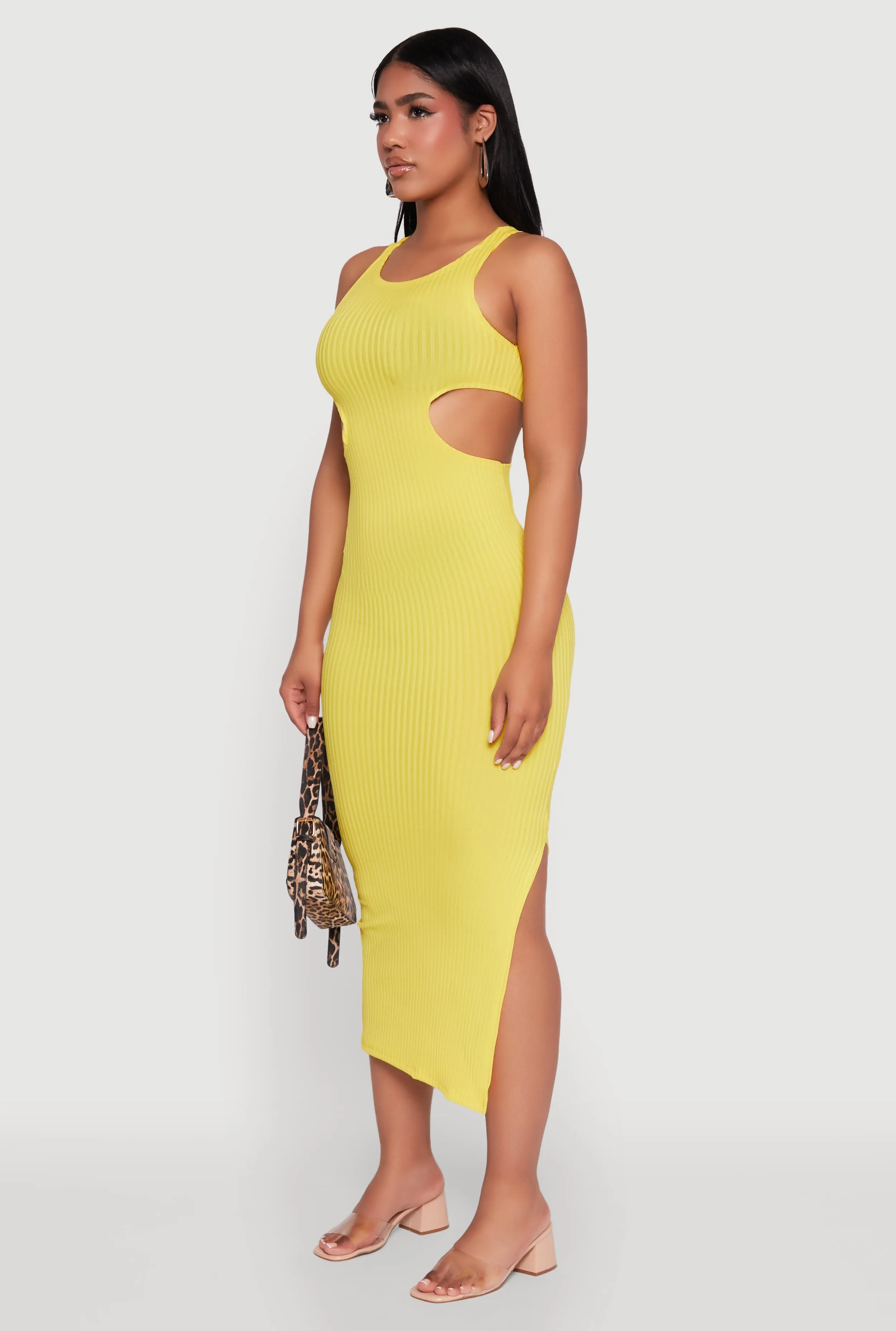 Rib Knit Side Cut Out Maxi Dress sold by Rainbow product image thumbnail 3